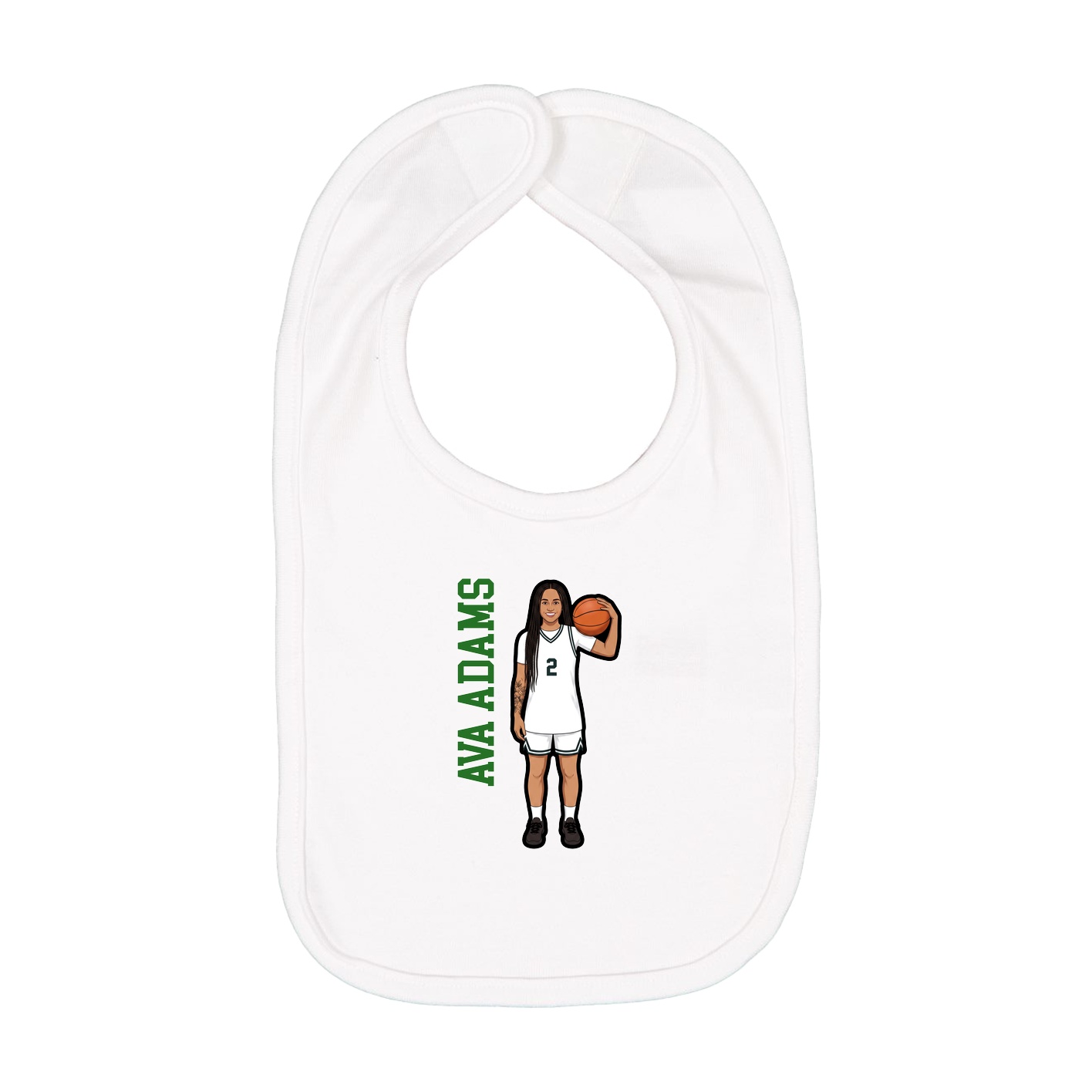 Infant Bib — Name Vertical in White
