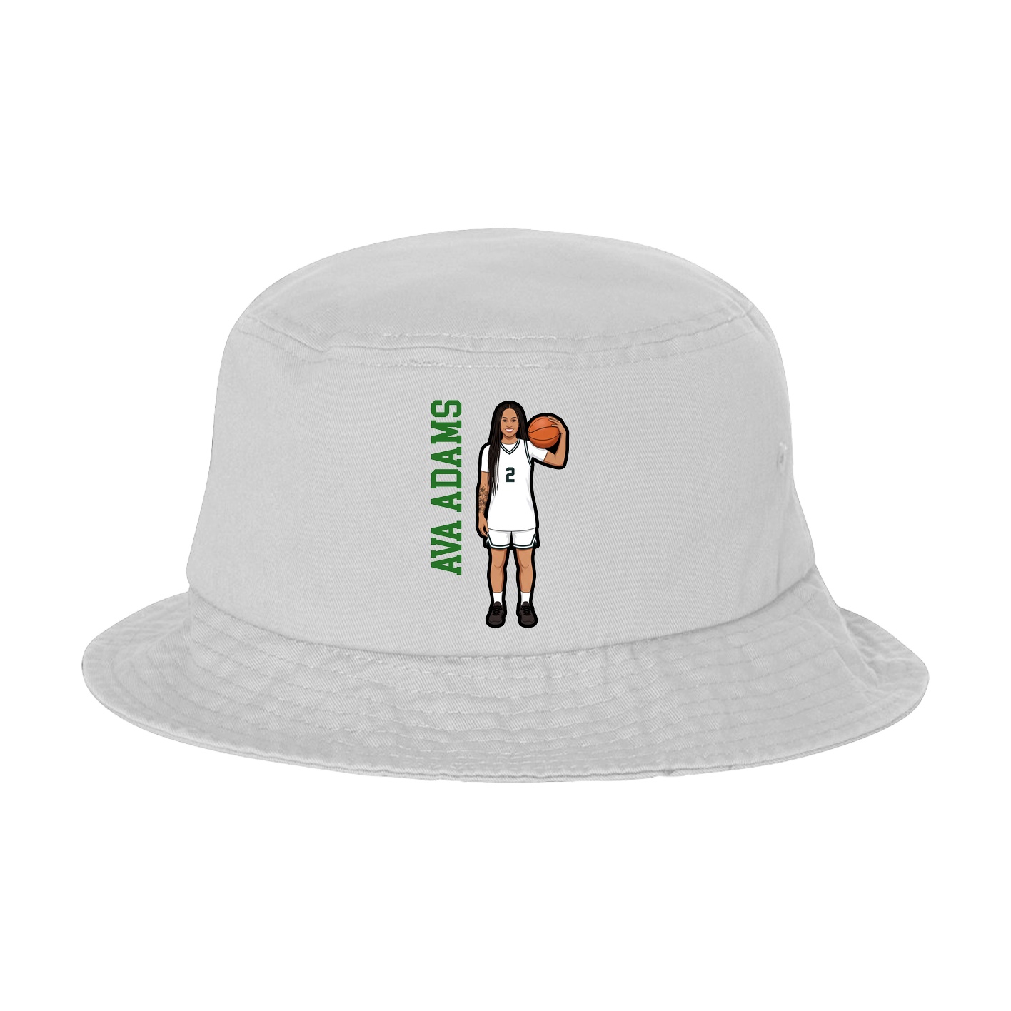 Bucket Cap — Name Vertical in White