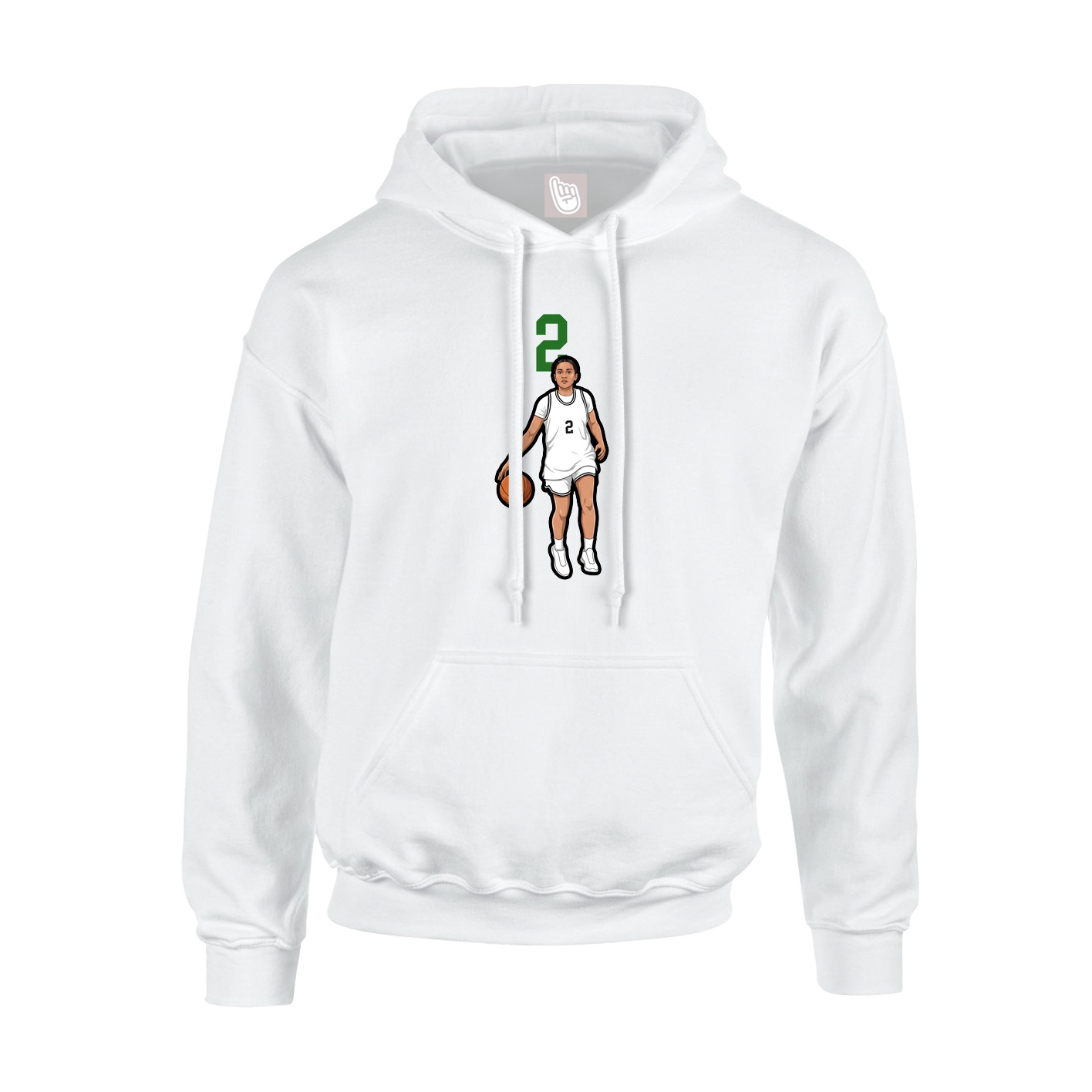 Youth Hoodie — Number Top in White