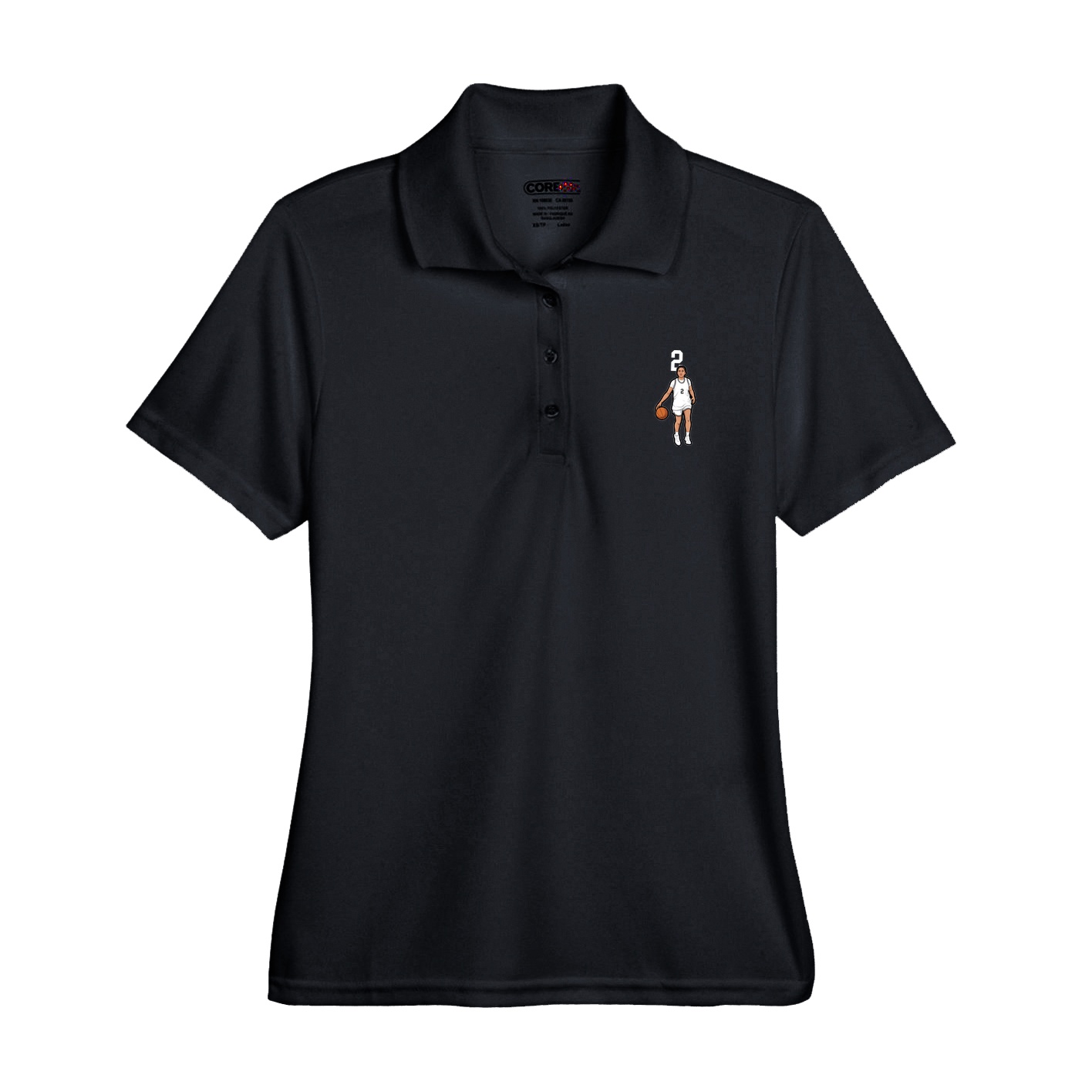 Womens Performance Polo — Number Top in Black