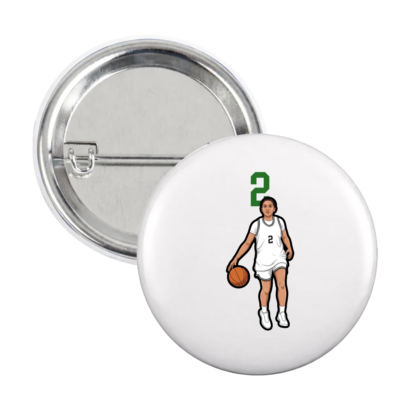 Game Day Button — Number Top in White