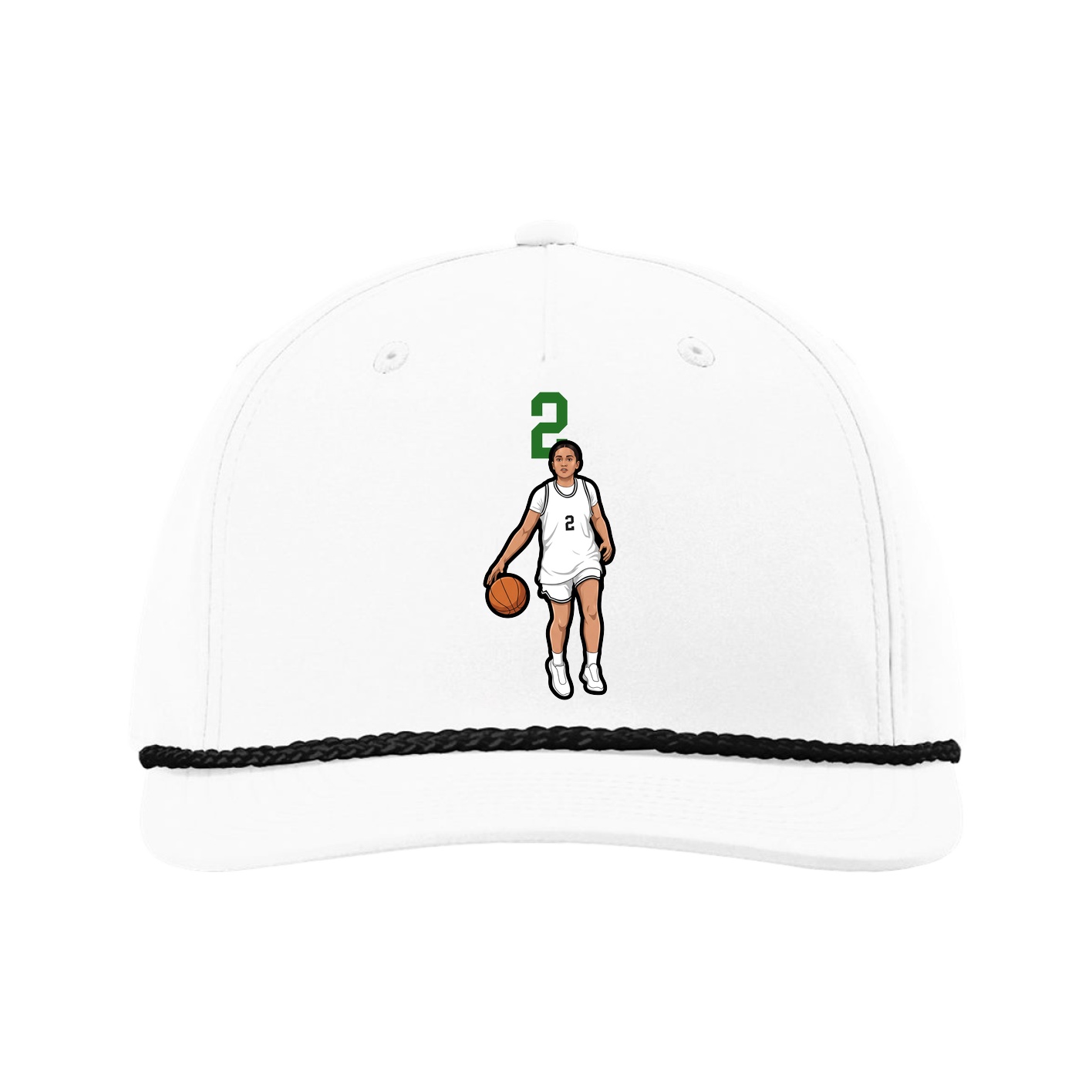 Five-Panel Classic Rope Cap — Number Top in White