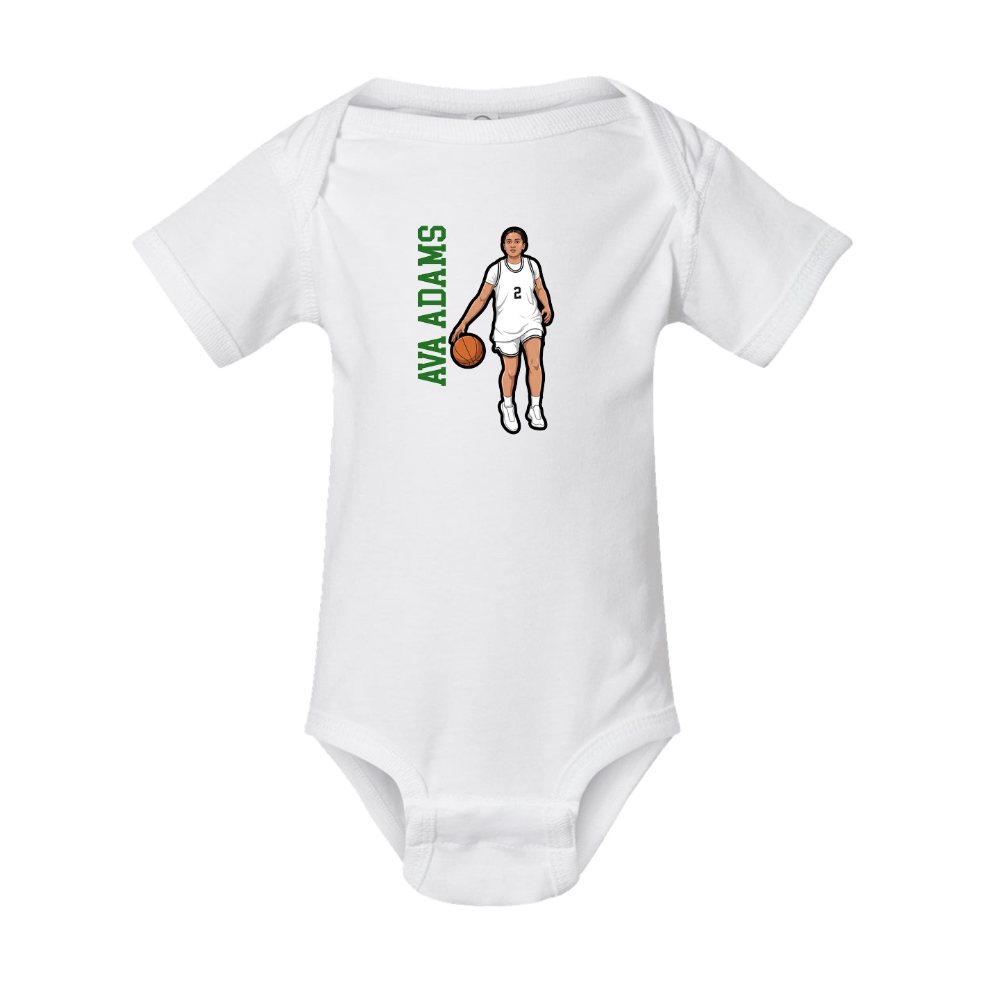 Baby Onesie — Name Vertical in White
