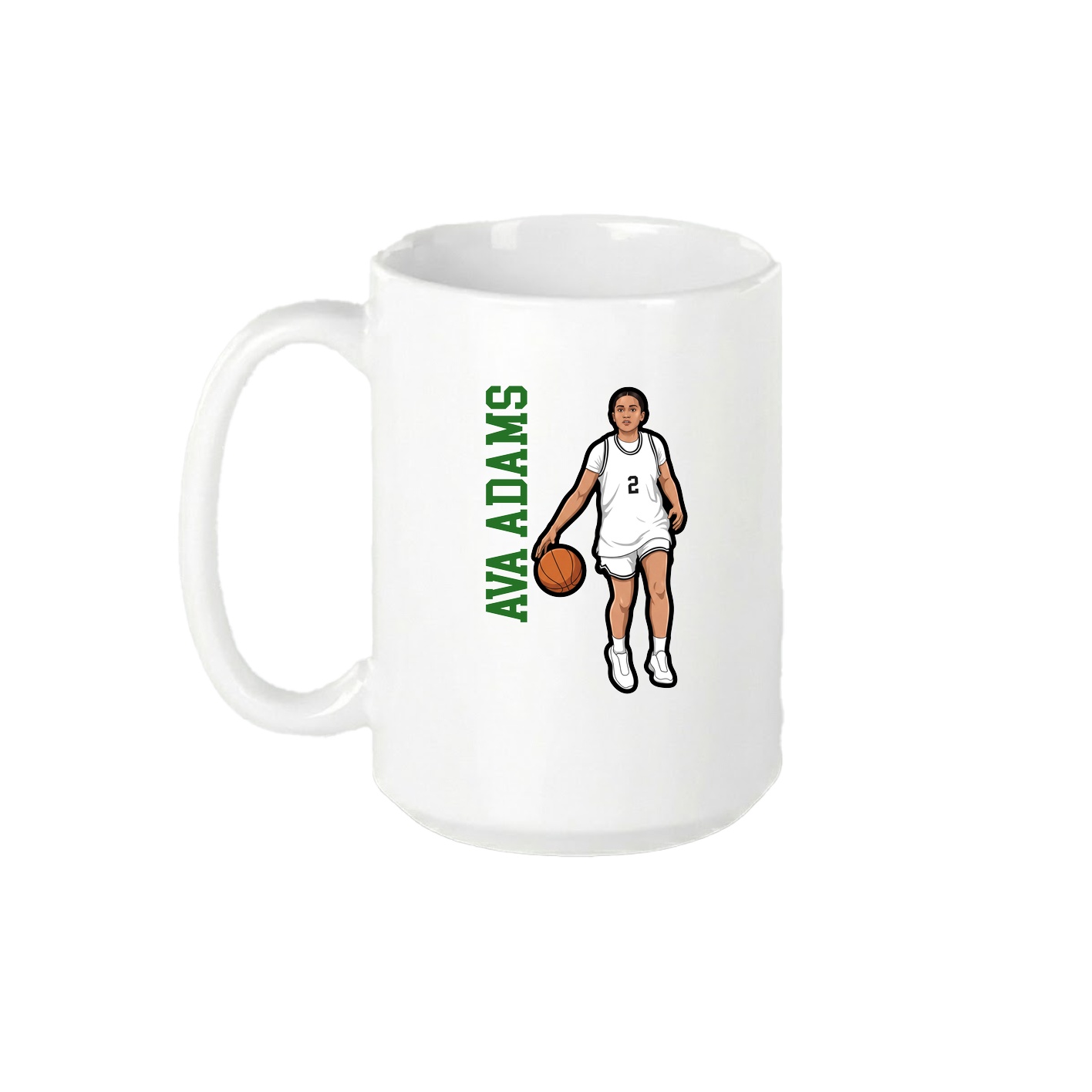 15oz Coffee Mug — Name Vertical in White