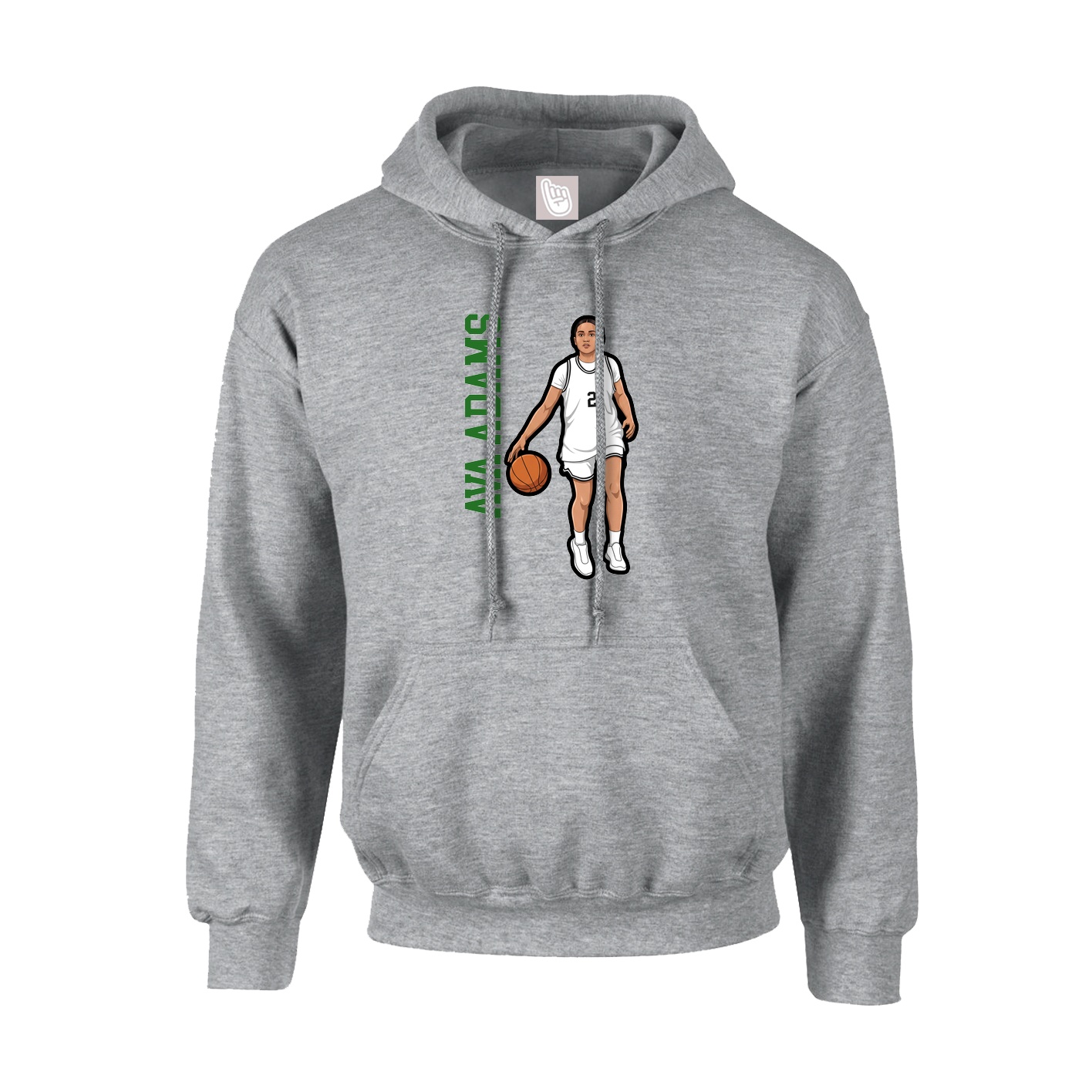Youth Hoodie — Name Vertical in Grey