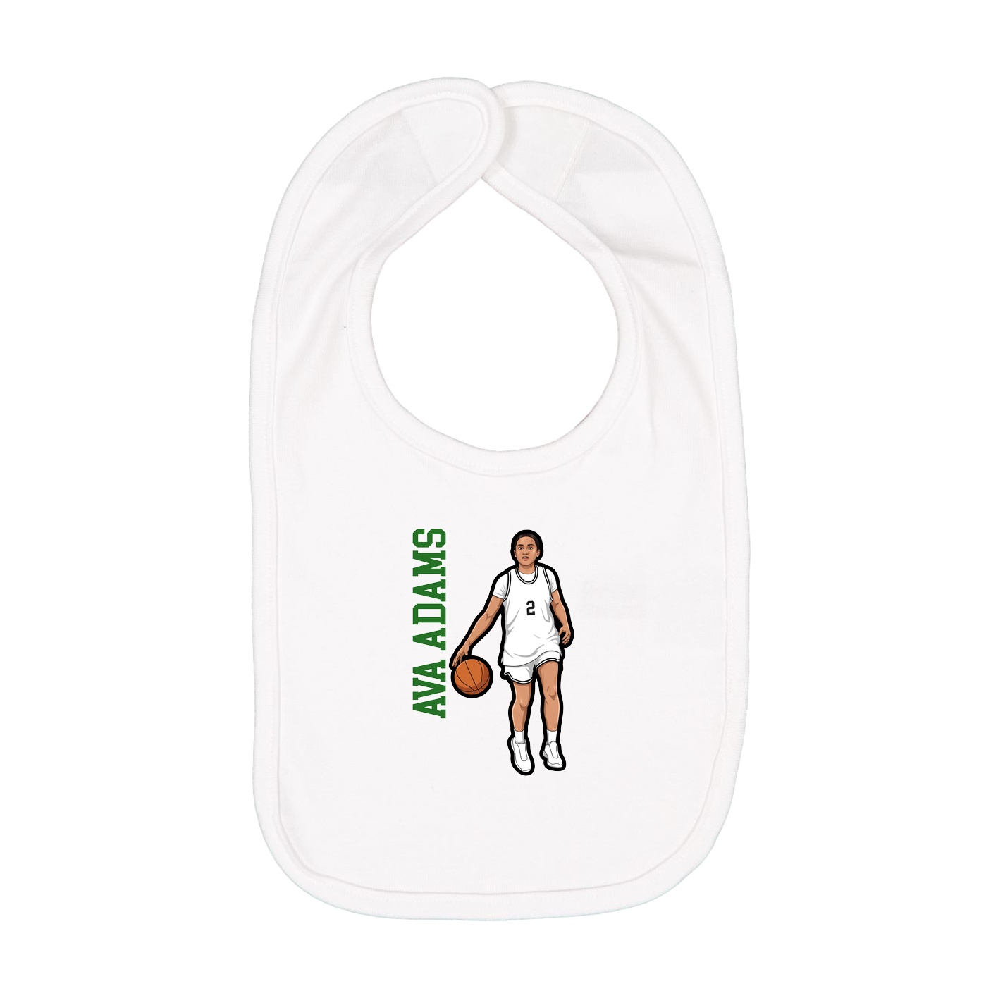 Infant Bib — Name Vertical in White