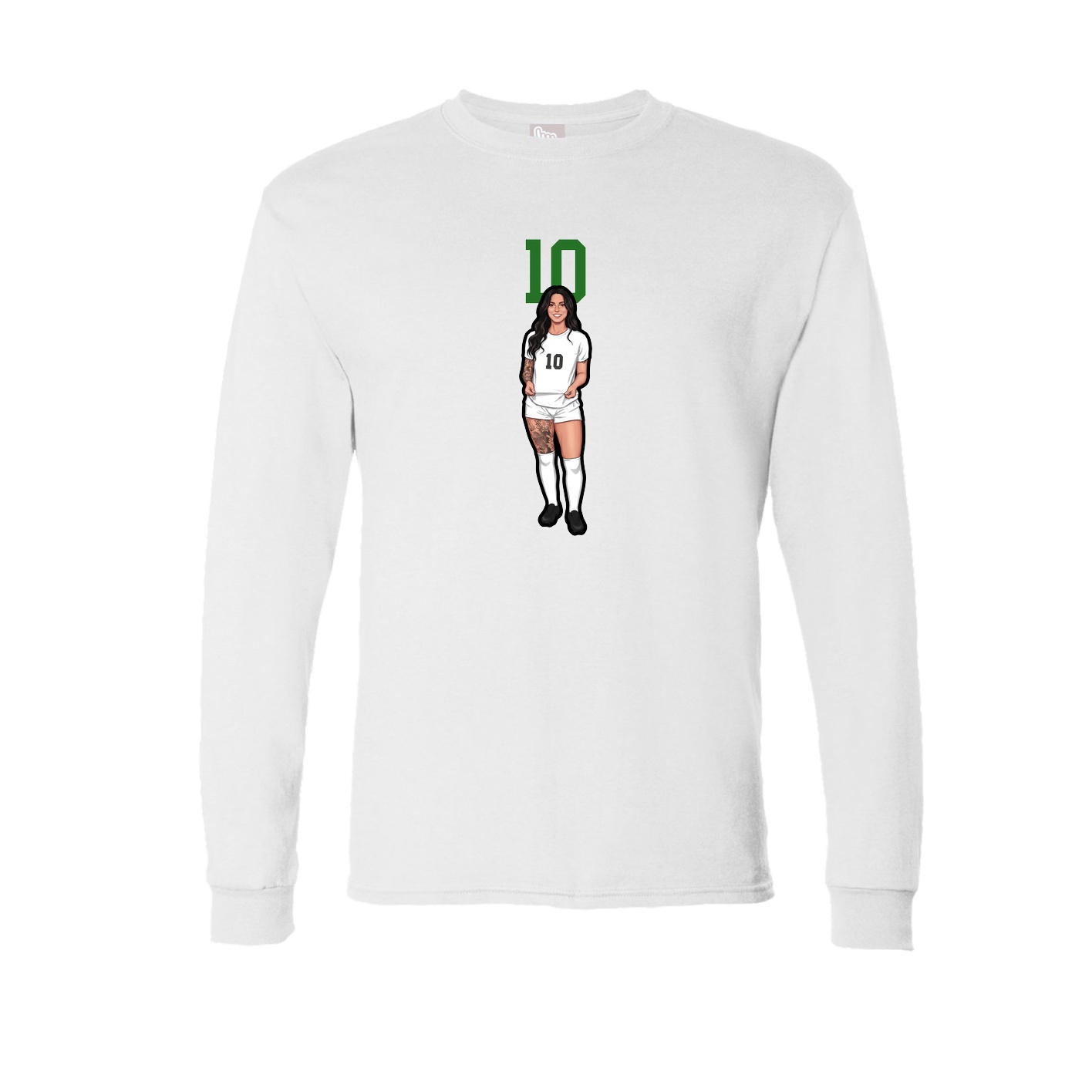 Long Sleeve Tee — Number Top in White