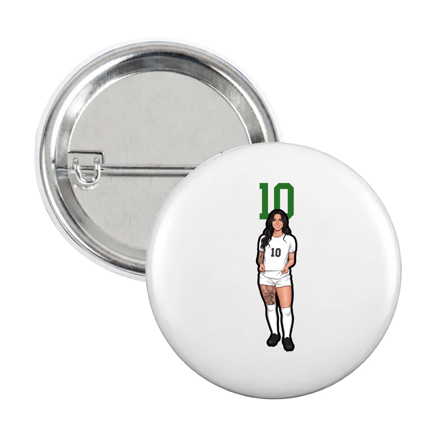 Game Day Button — Number Top in White