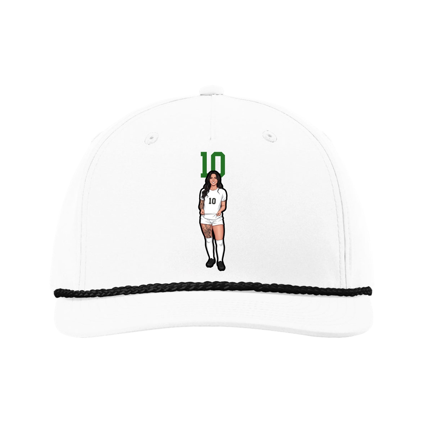 Five-Panel Classic Rope Cap — Number Top in White