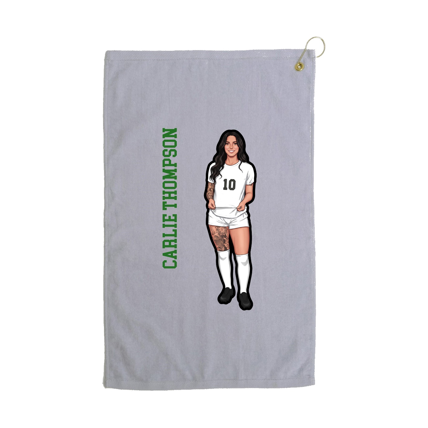 Golf Towel — Name Vertical in Grey