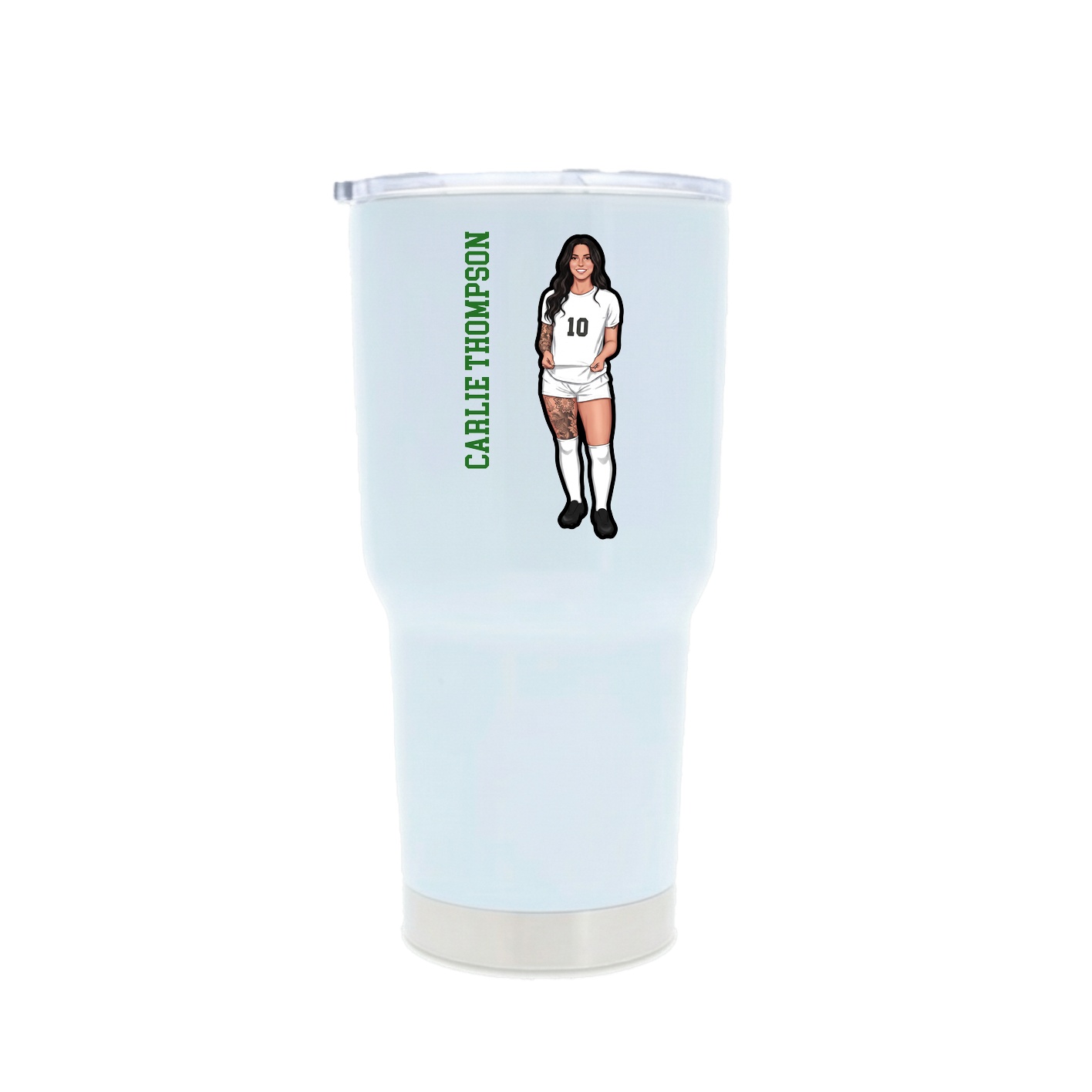 30oz Stainless Steel Tumbler — Name Vertical in White