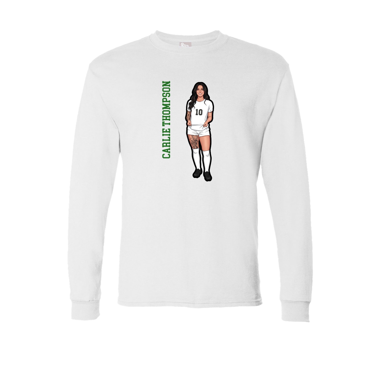 Long Sleeve Tee — Name Vertical in White