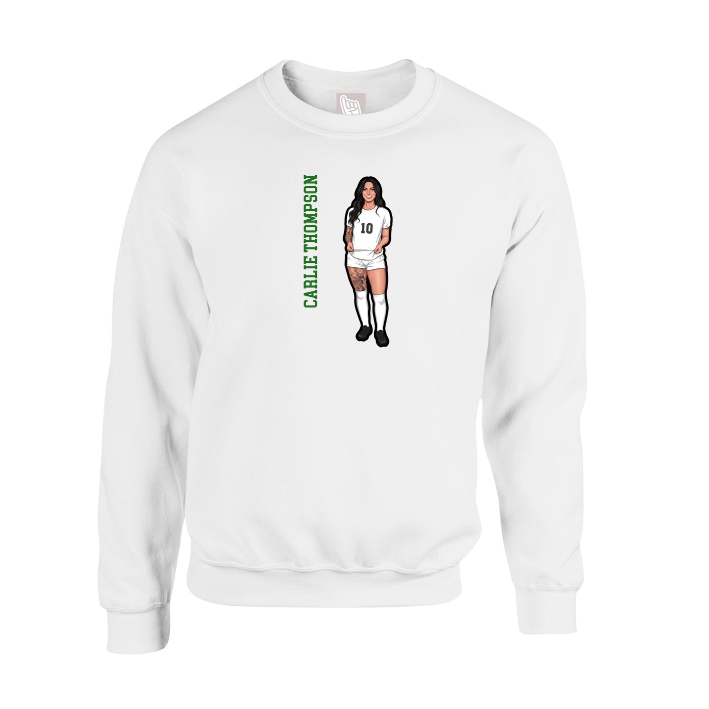 Fleece Crew — Name Vertical in White