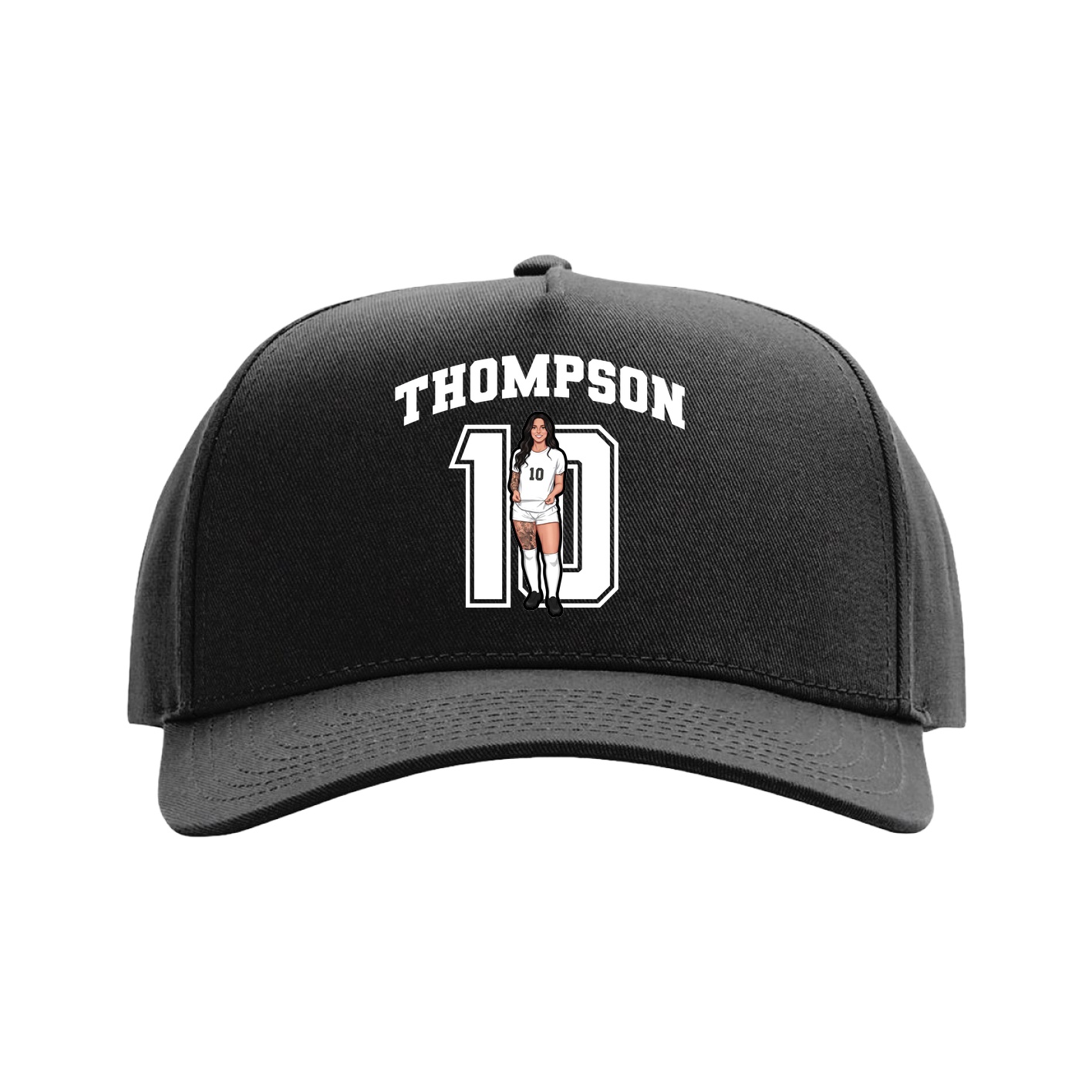 Full Fabric Five-Panel Champ Cap — Number in Black