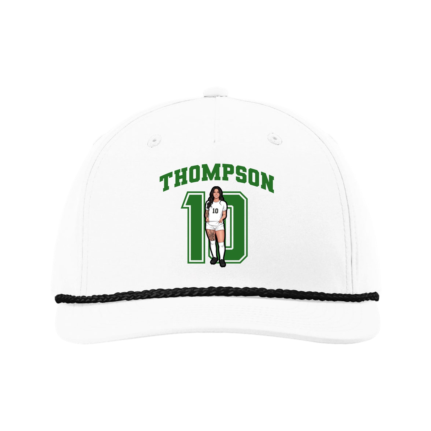 Five-Panel Classic Rope Cap — Number in White