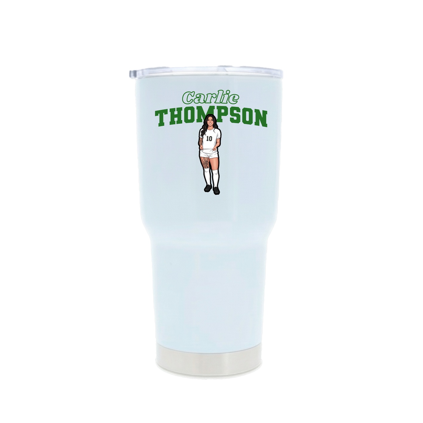 30oz Stainless Steel Tumbler — Name Arch in White