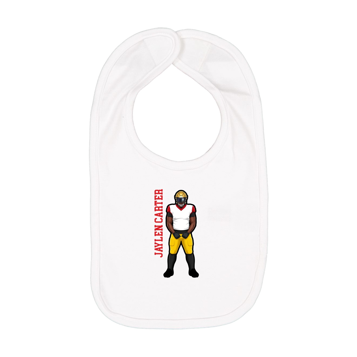 Infant Bib — Name Vertical in White