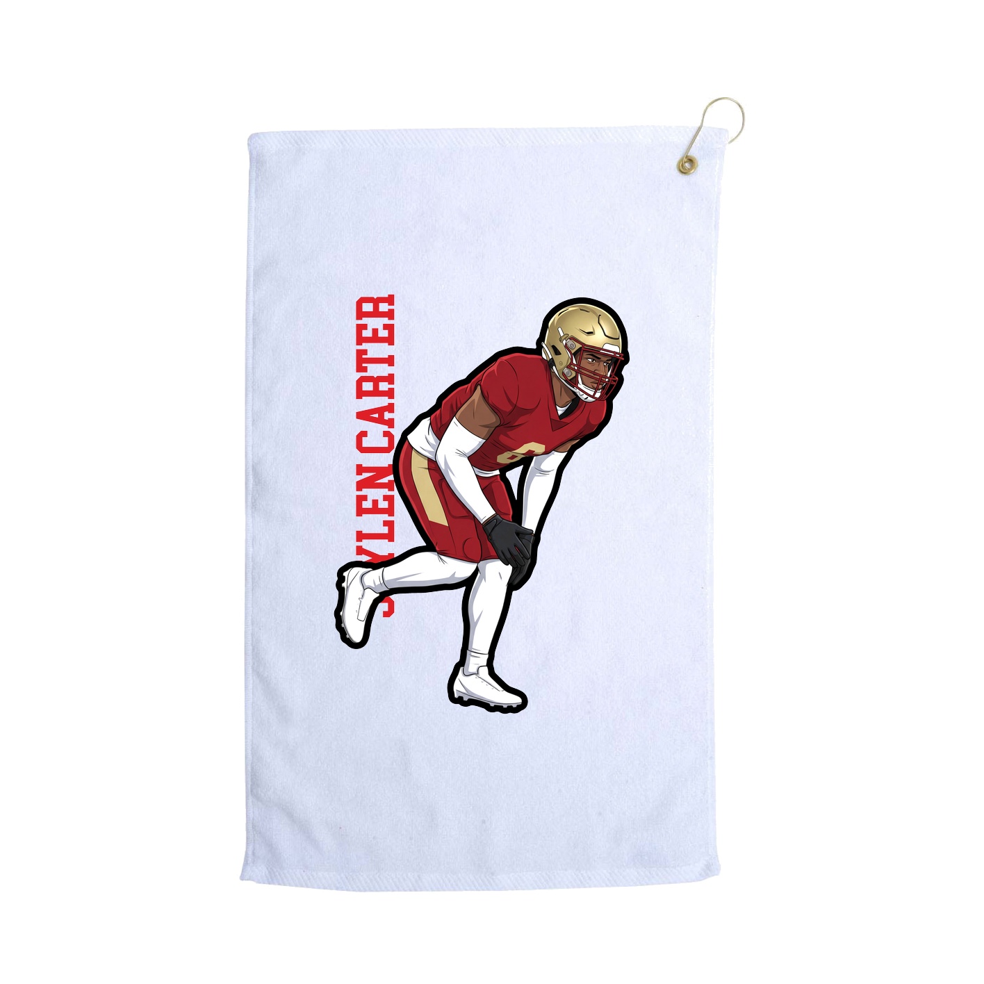 Golf Towel — Name Vertical in White