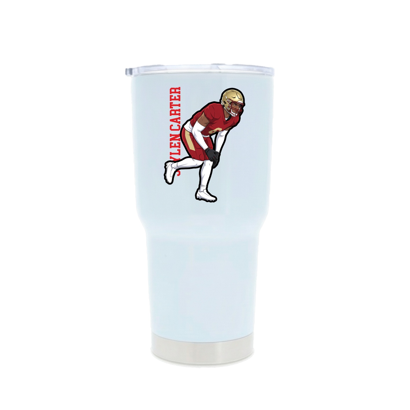 30oz Stainless Steel Tumbler — Name Vertical in White