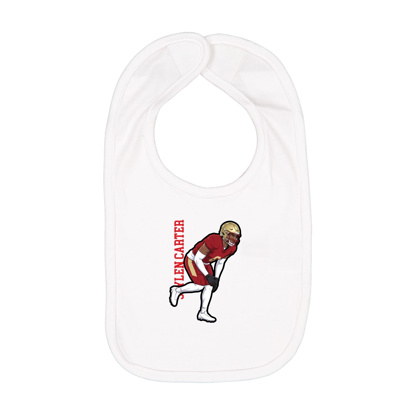 Infant Bib — Name Vertical in White
