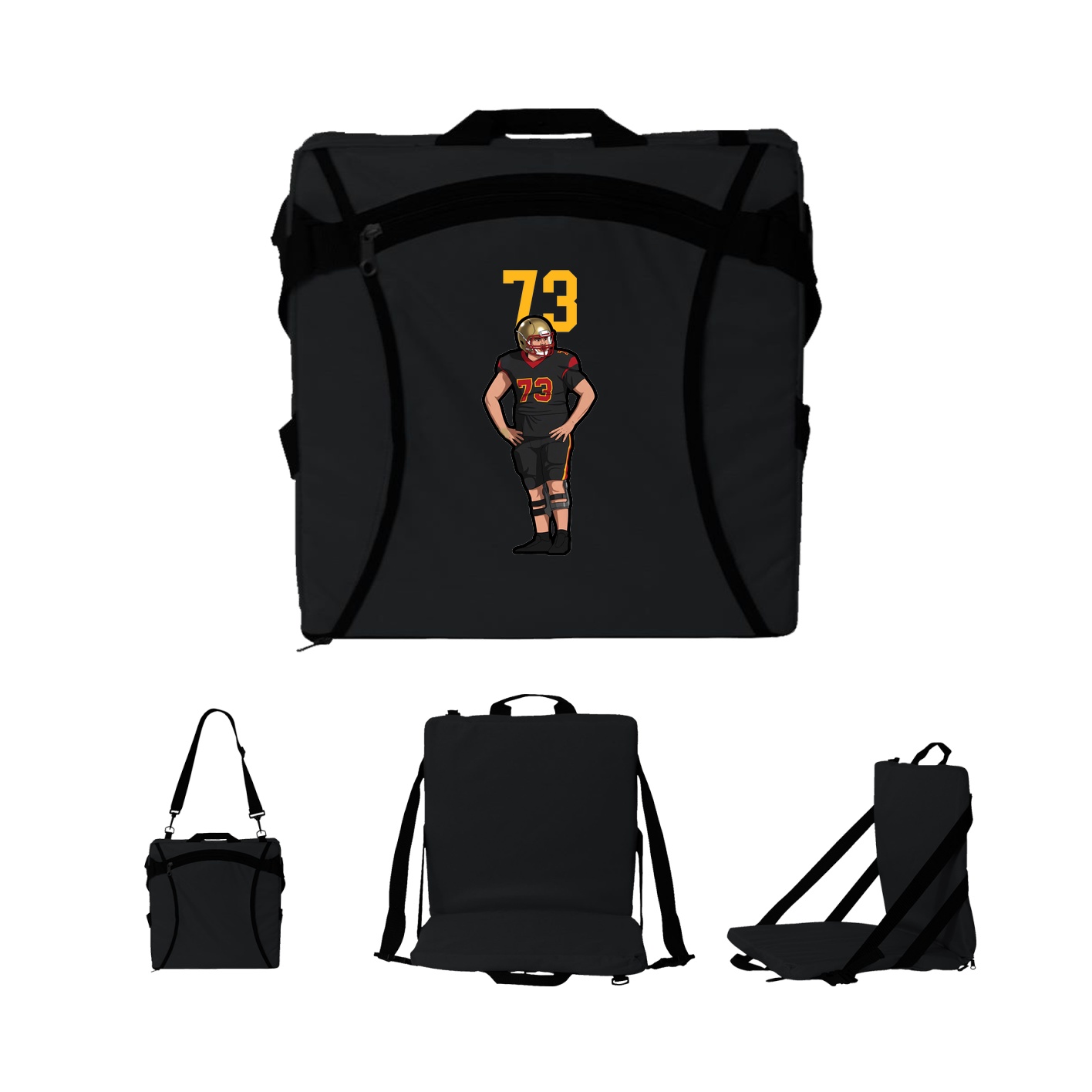 Folding Stadium Seat — Number Top in Black