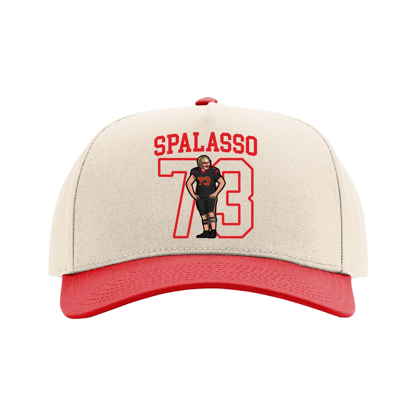 Full Fabric Five-Panel Champ Cap — Shirsey in Cream/Red