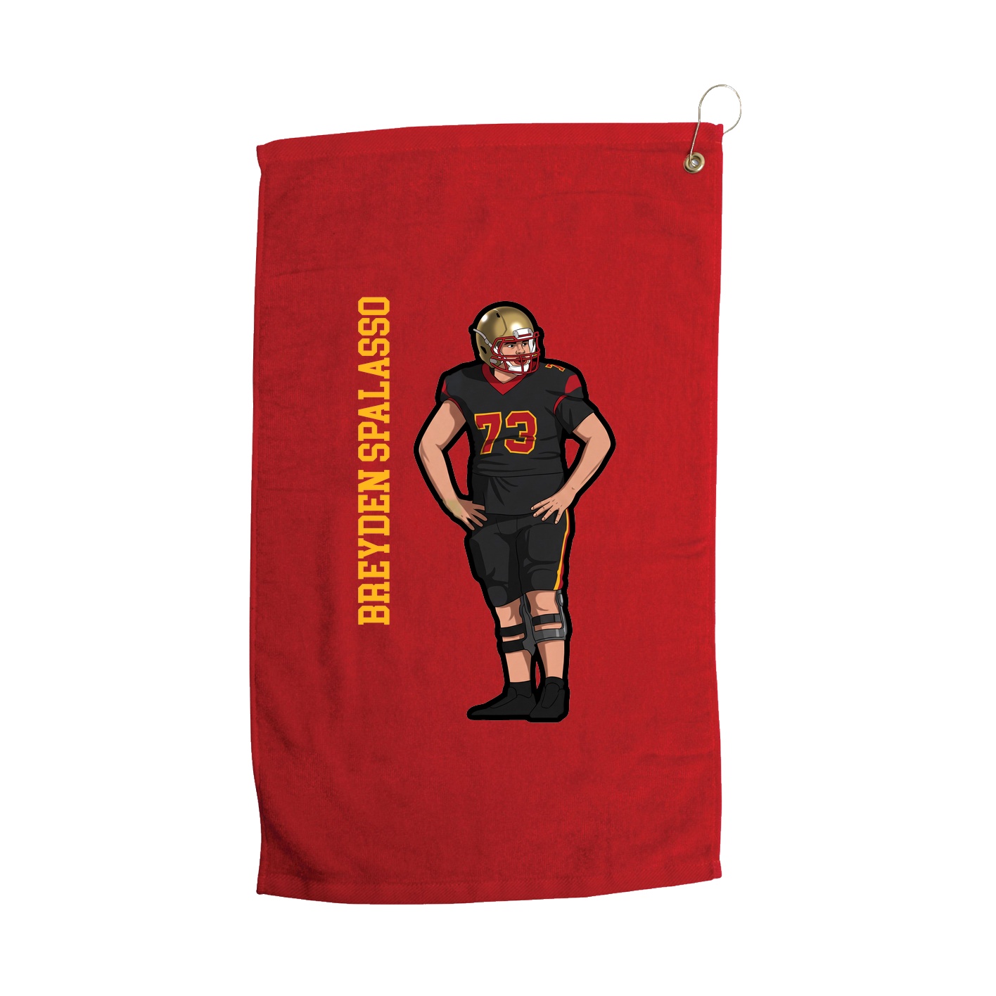 Golf Towel — Name Vertical in Red