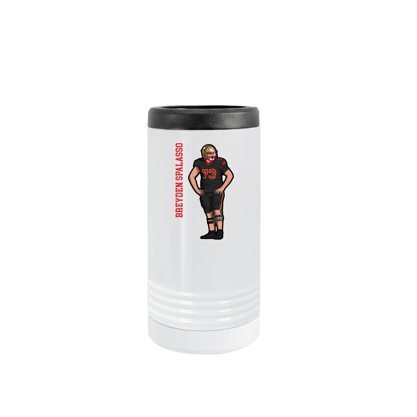 Slim Beverage Holder — Name Vertical in White