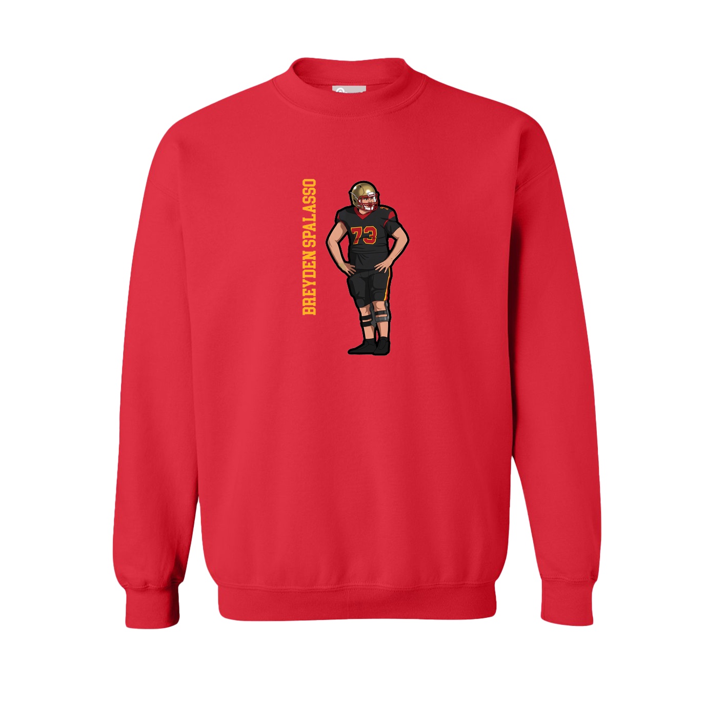 Fleece Crew — Name Vertical in Red