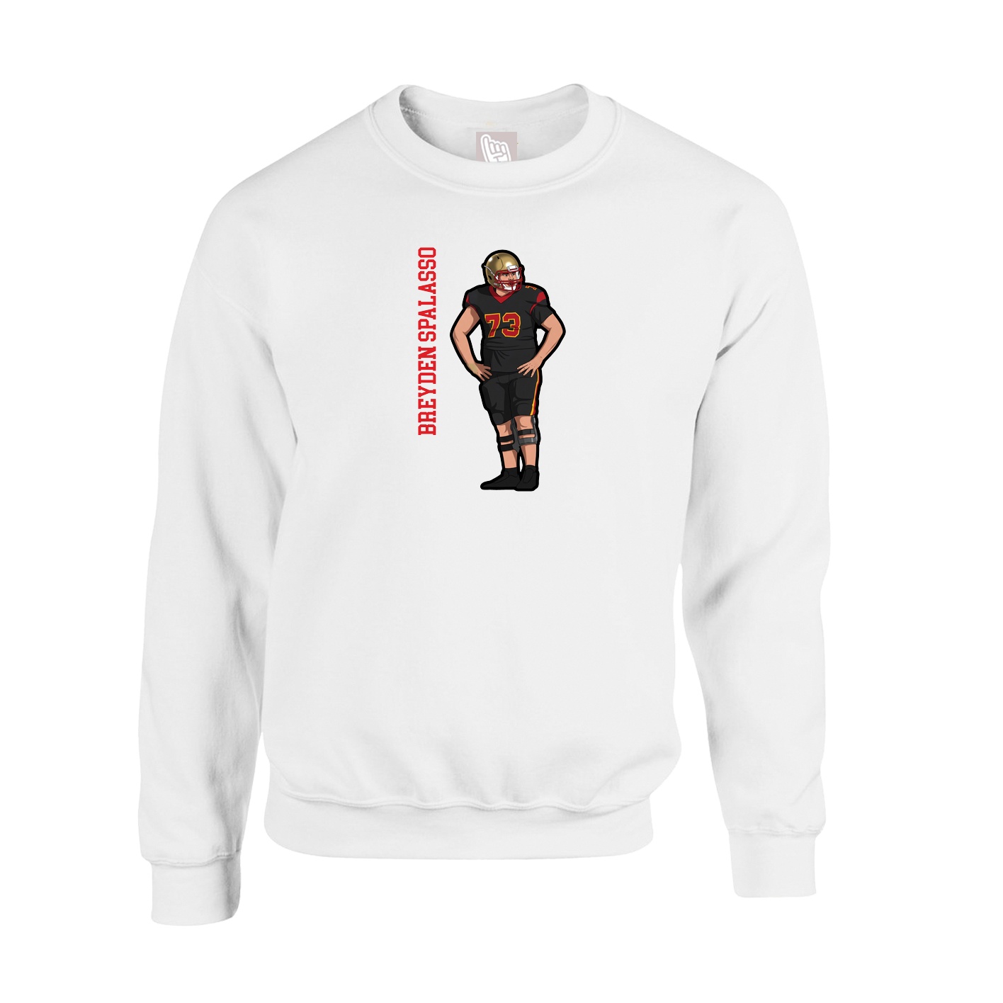 Fleece Crew — Name Vertical in White