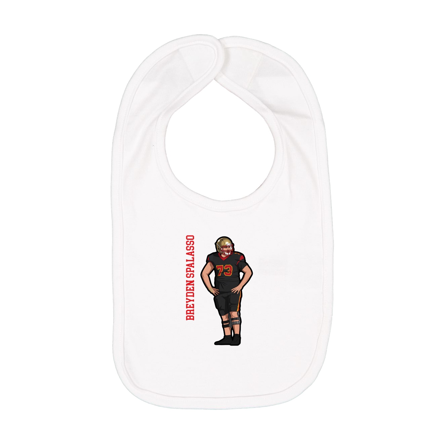 Infant Bib — Name Vertical in White