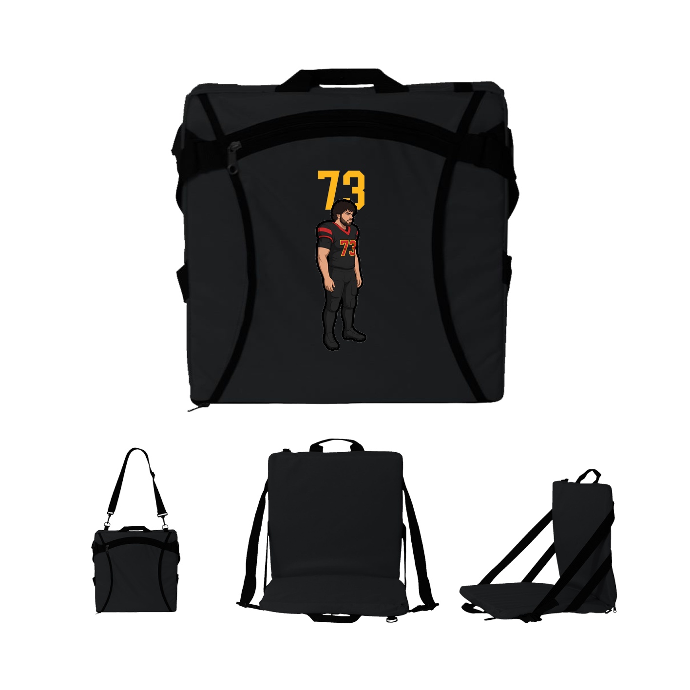 Folding Stadium Seat — Number Top in Black