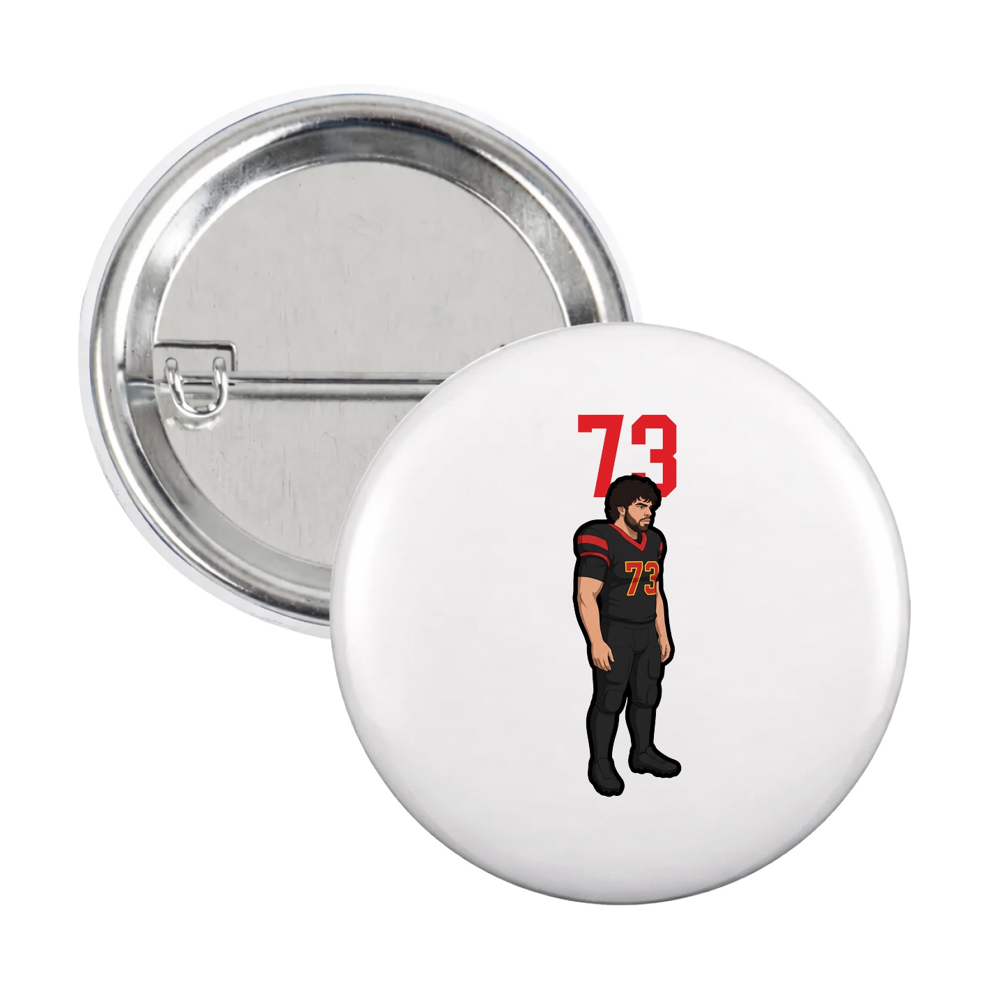 Game Day Button — Number Top in White