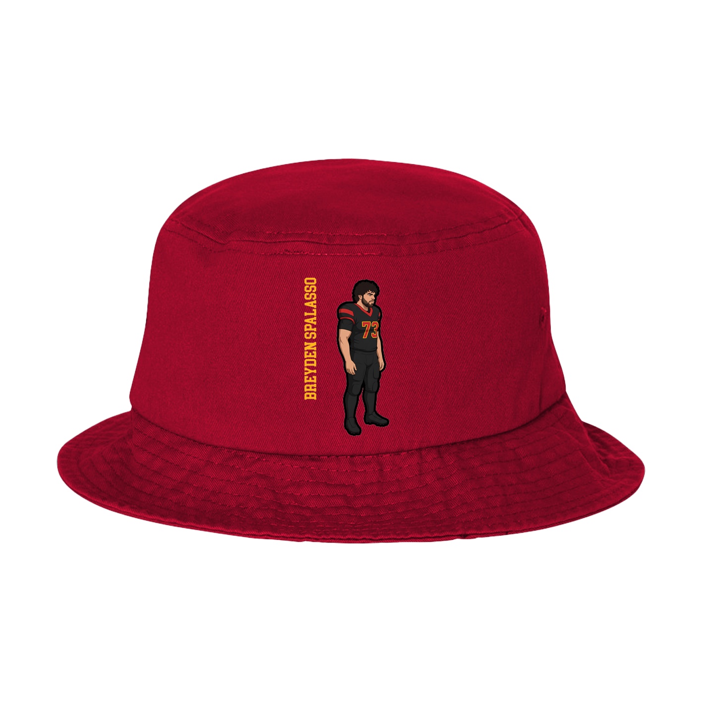 Bucket Cap — Name Vertical in Red
