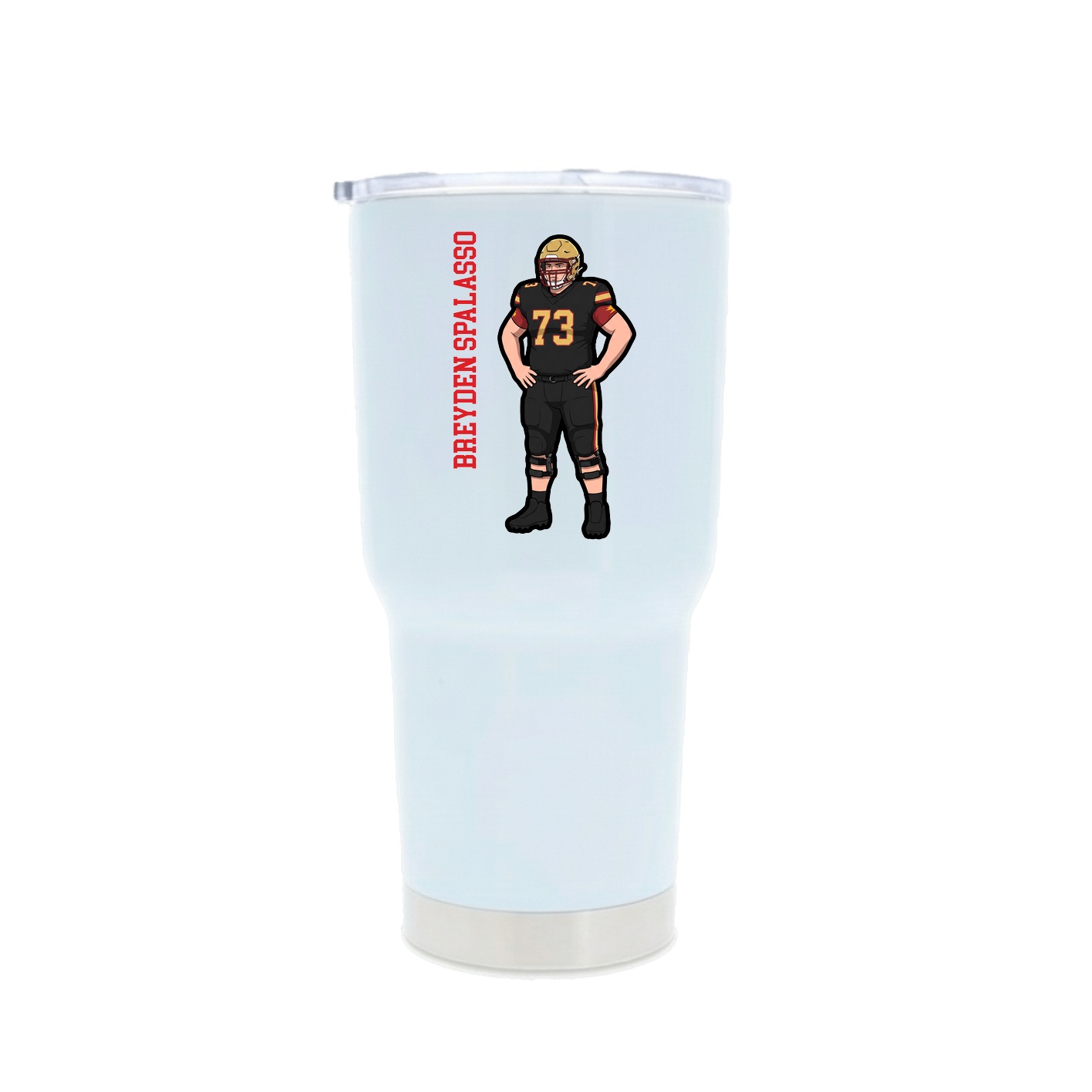30oz Stainless Steel Tumbler — Name Vertical in White