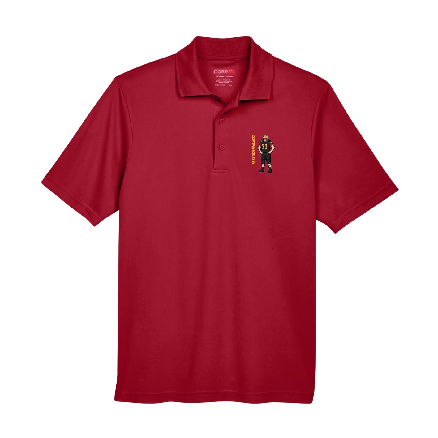 Performance Polo — Name Vertical in Red