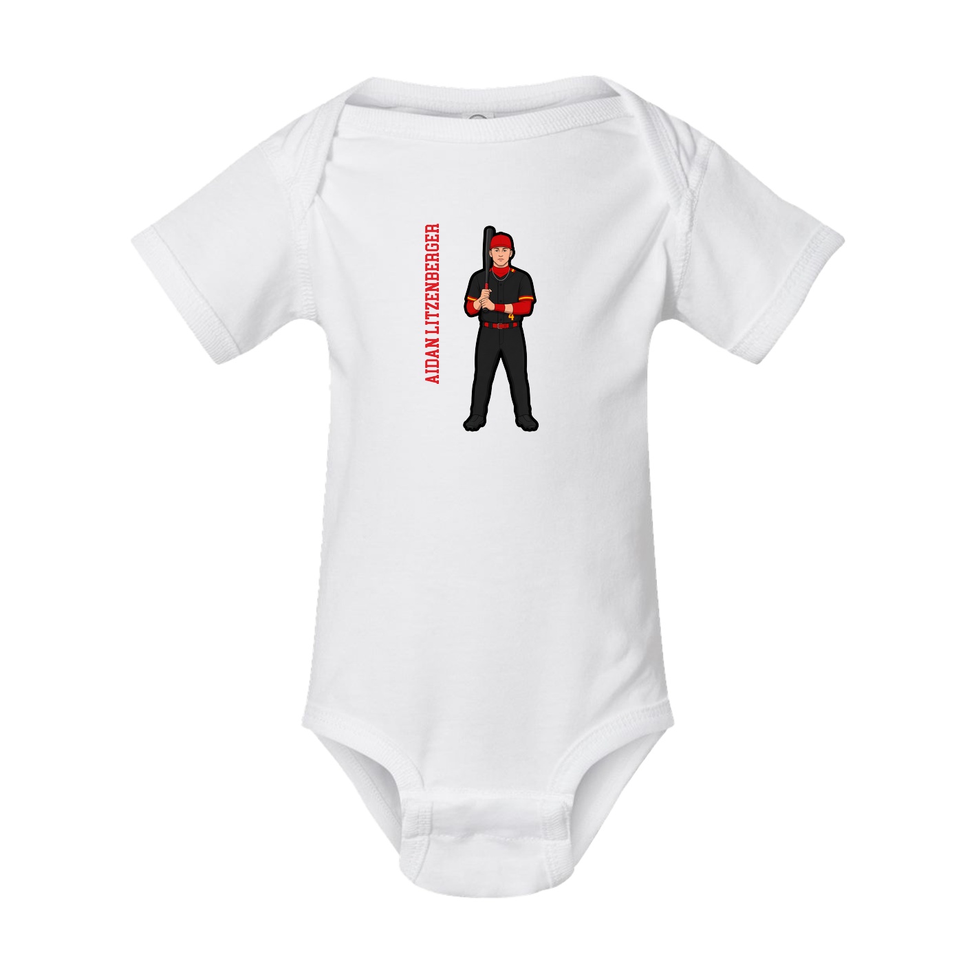 Baby Onesie — Name Vertical in White