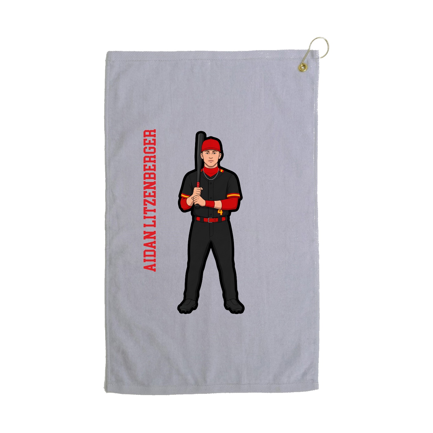 Golf Towel — Name Vertical in Grey