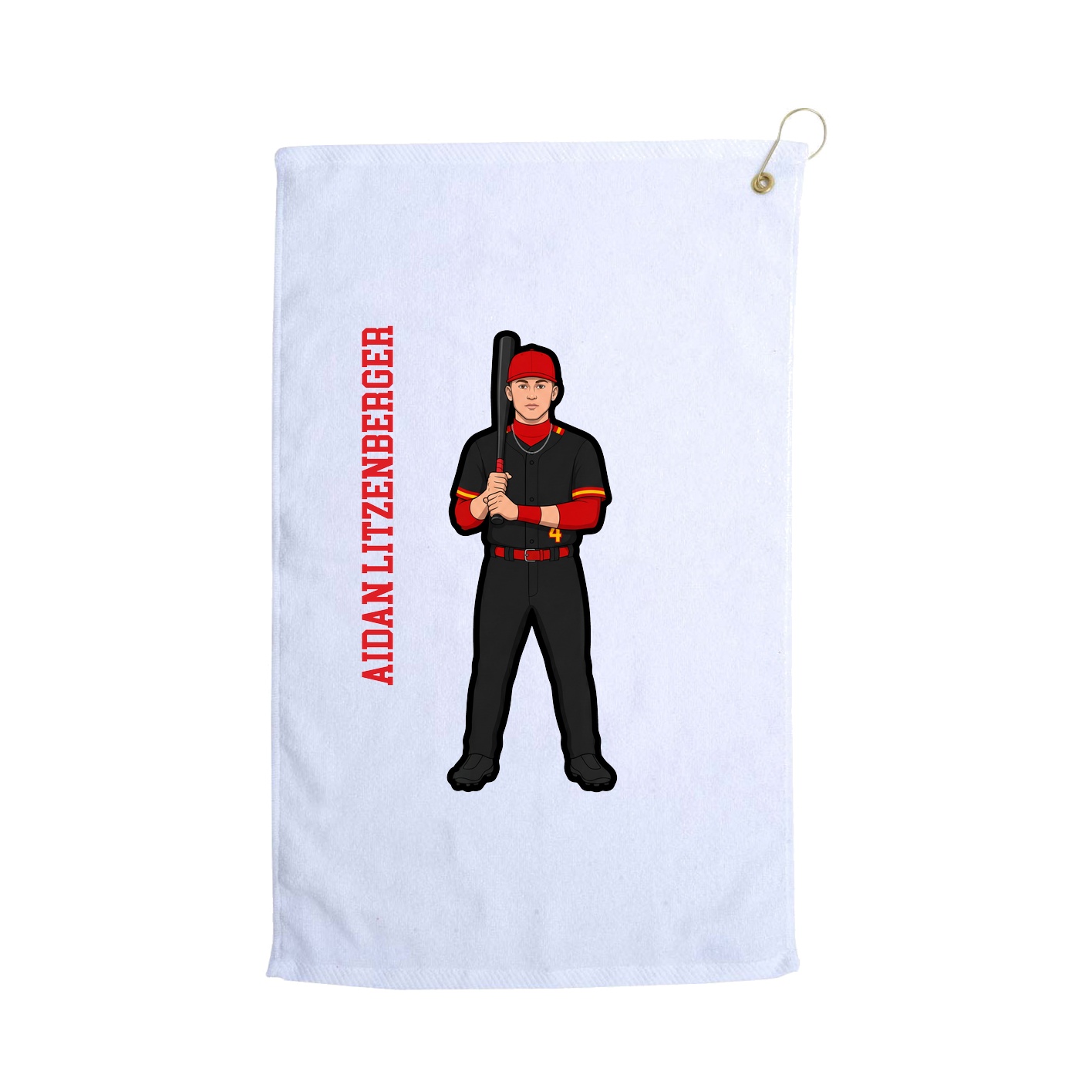 Golf Towel — Name Vertical in White