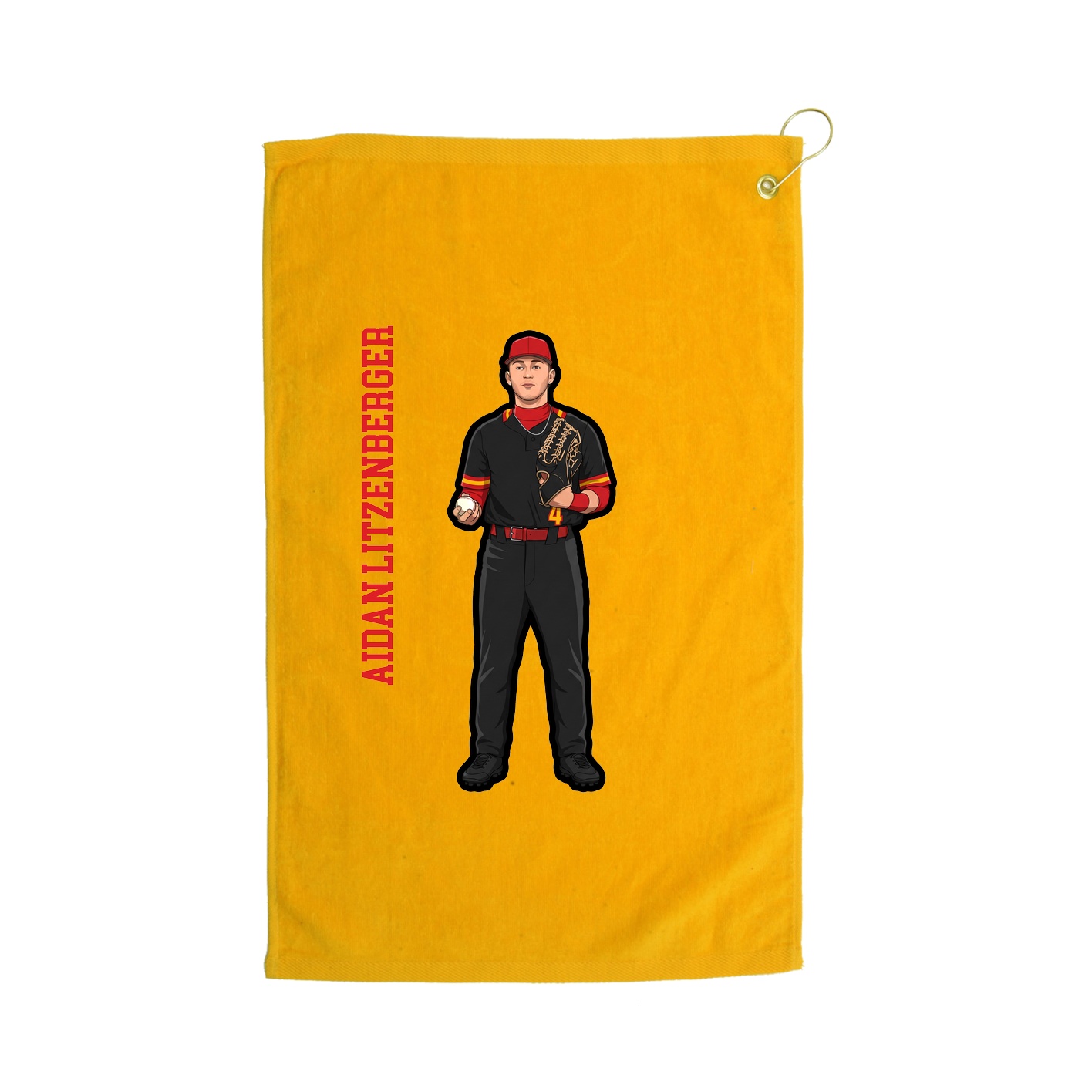 Golf Towel — Name Vertical in Gold