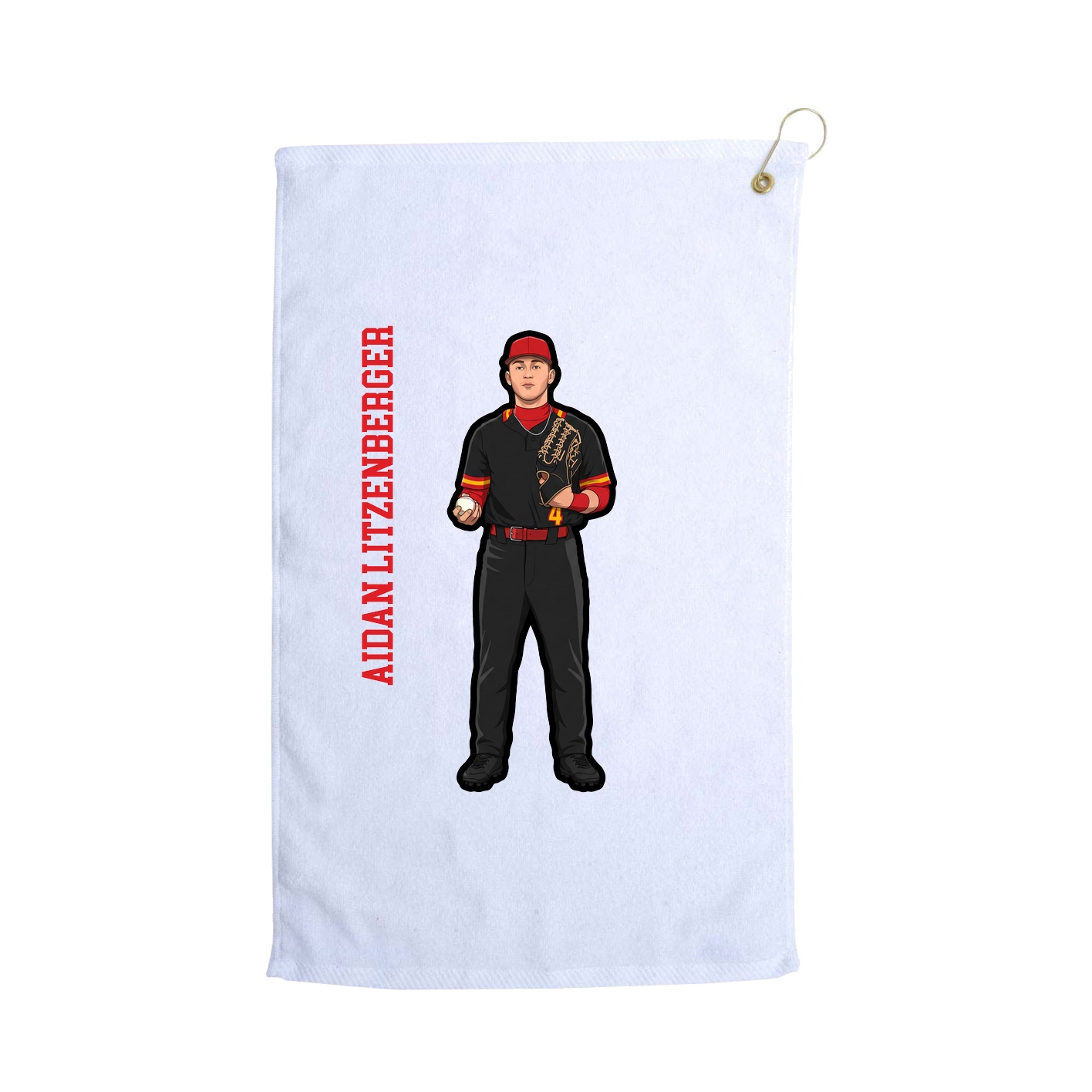 Golf Towel — Name Vertical in White