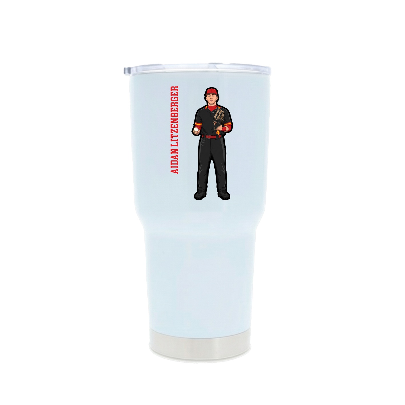 30oz Stainless Steel Tumbler — Name Vertical in White