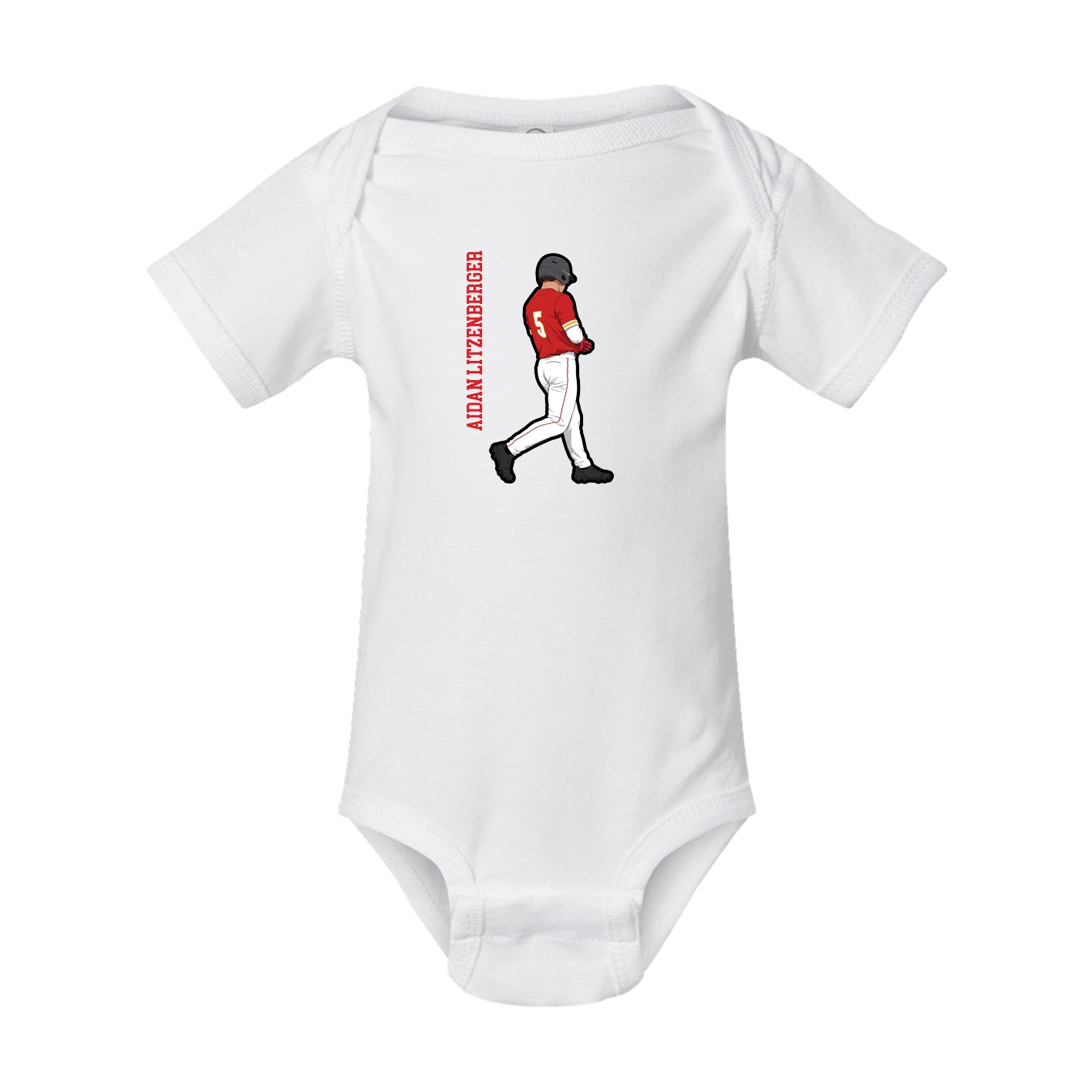 Baby Onesie — Name Vertical in White
