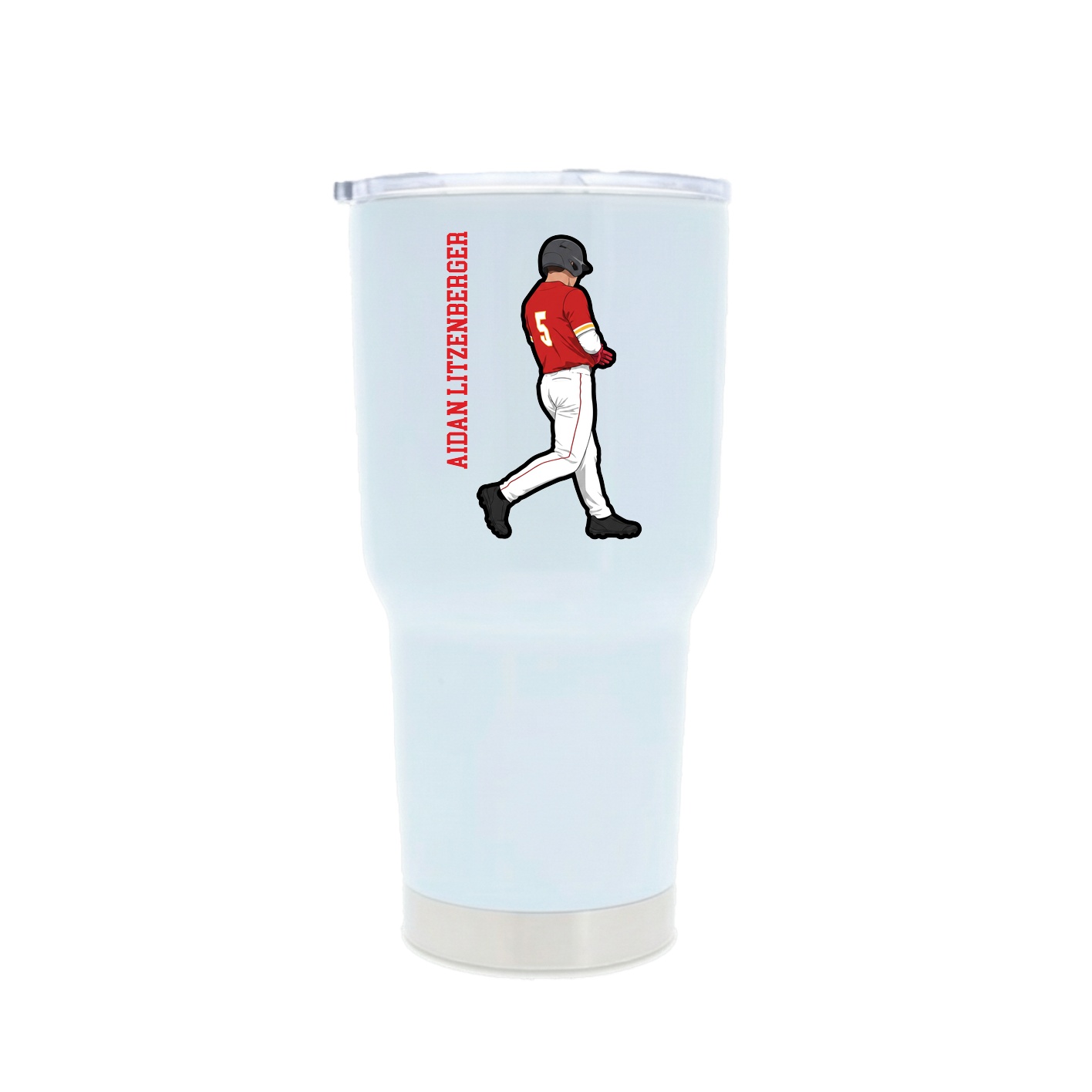 30oz Stainless Steel Tumbler — Name Vertical in White