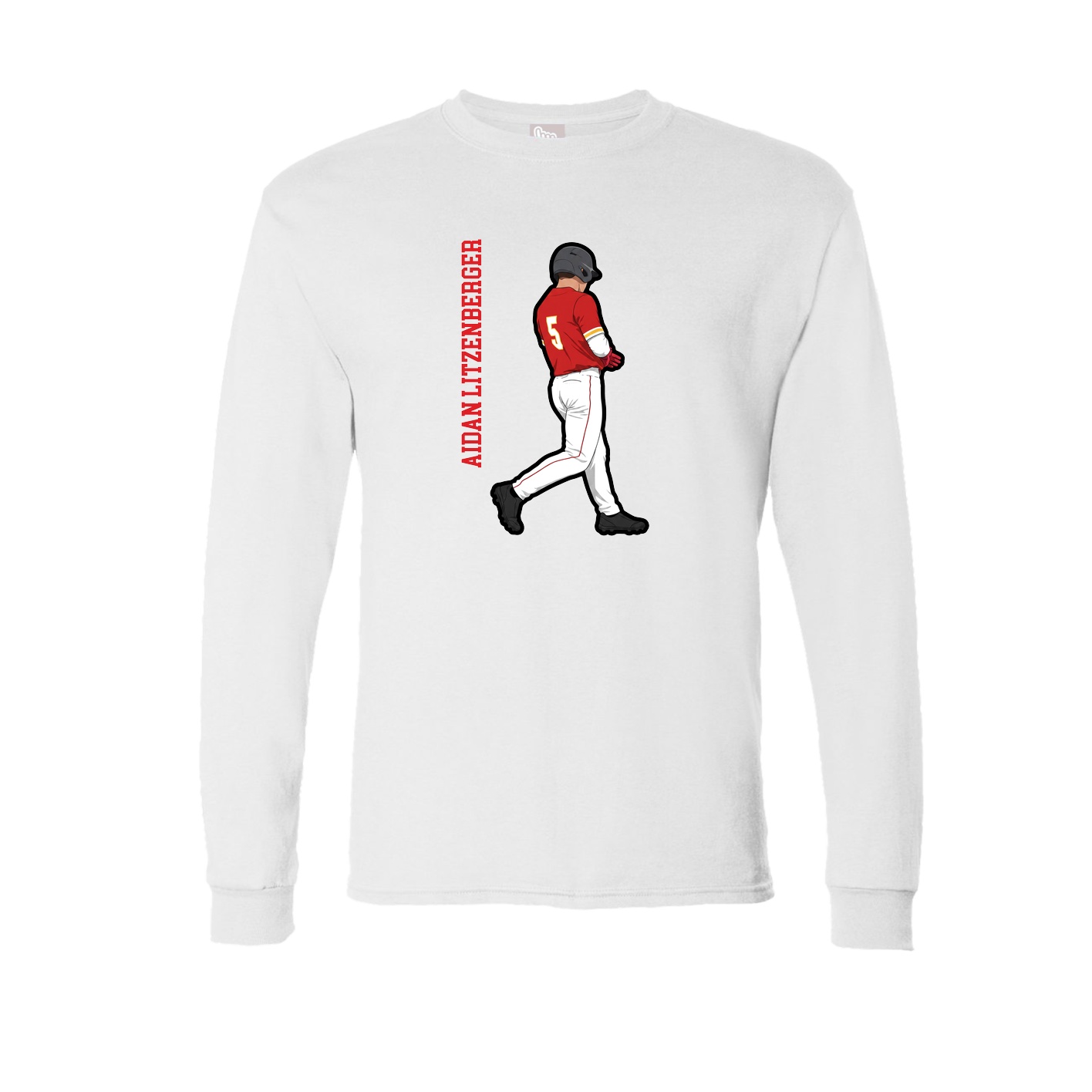 Long Sleeve Tee — Name Vertical in White