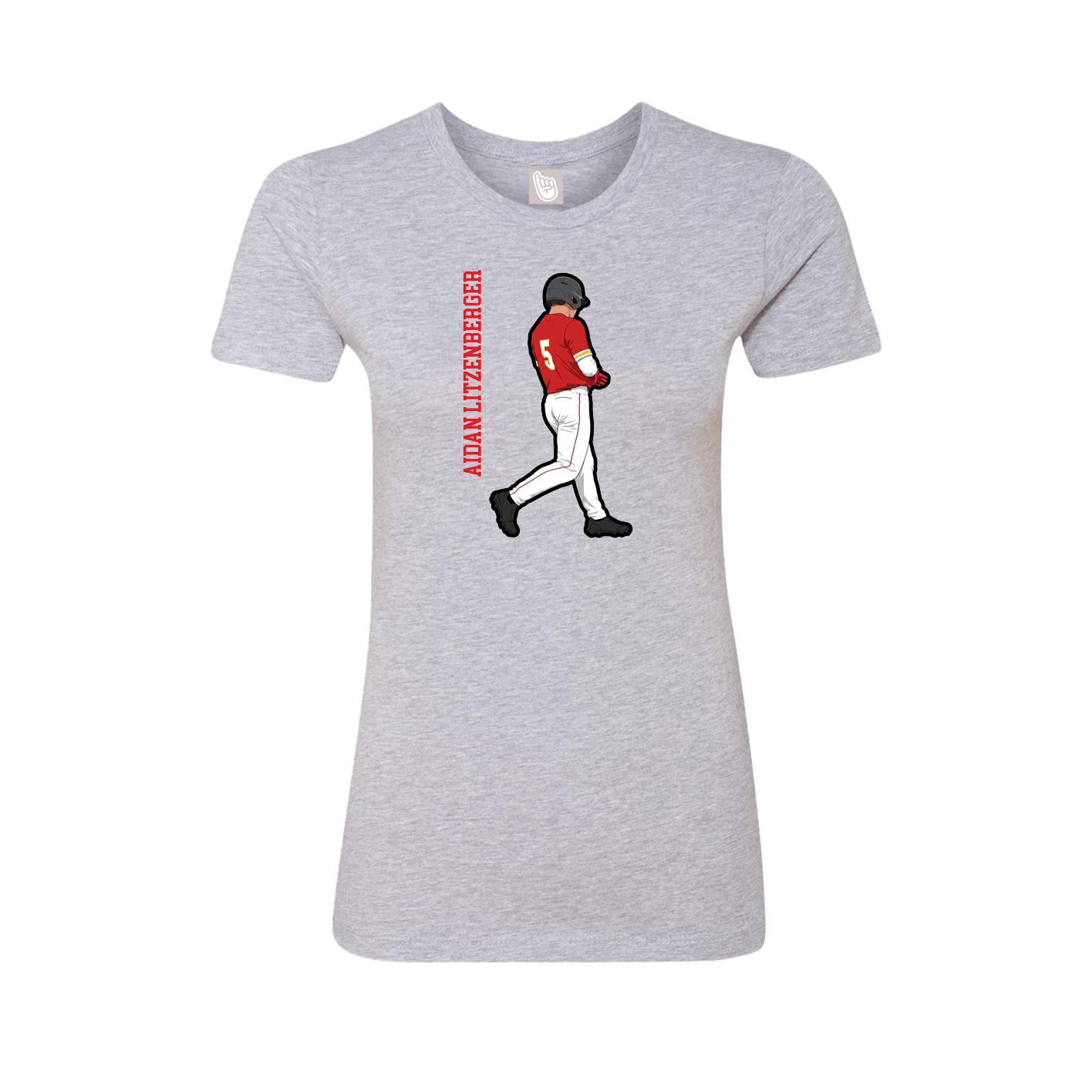 Womens Tee — Name Vertical in Grey