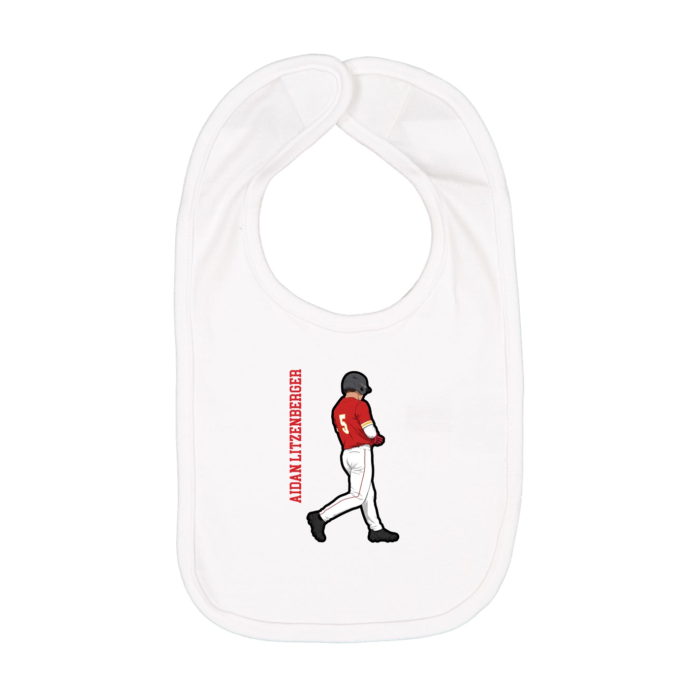 Infant Bib — Name Vertical in White