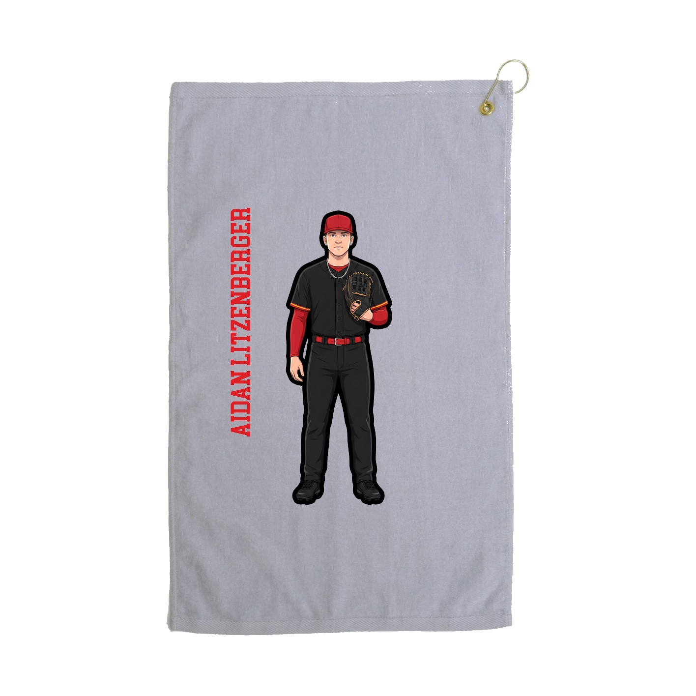 Golf Towel — Name Vertical in Grey
