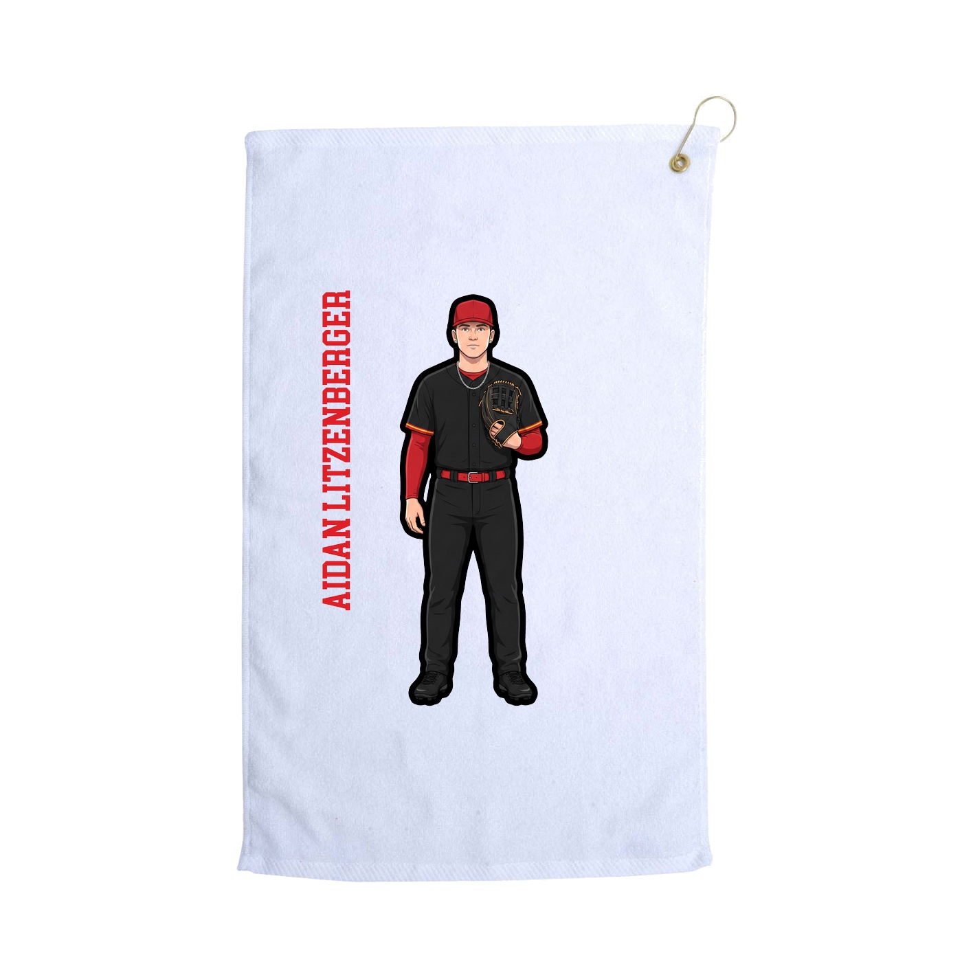 Golf Towel — Name Vertical in White