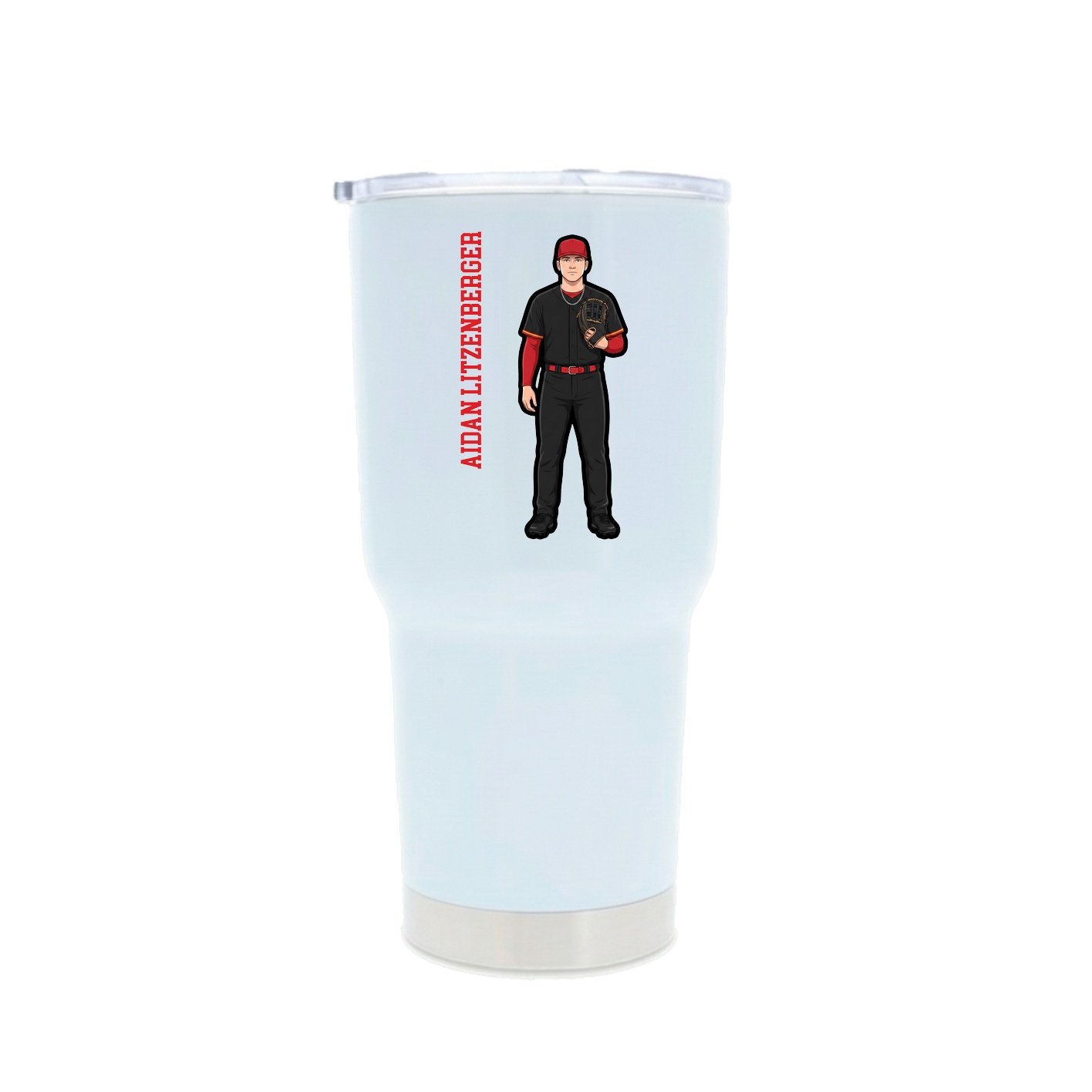 30oz Stainless Steel Tumbler — Name Vertical in White